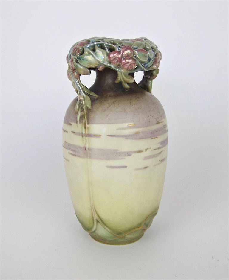 Amphora Pottery Openwork Art Nouveau Vase for Riessner, Stellmacher and Kessel For Sale at 1stdibs