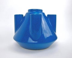 Boch Frères Keramis Art Deco Vase with Blue Craquelure Glaze