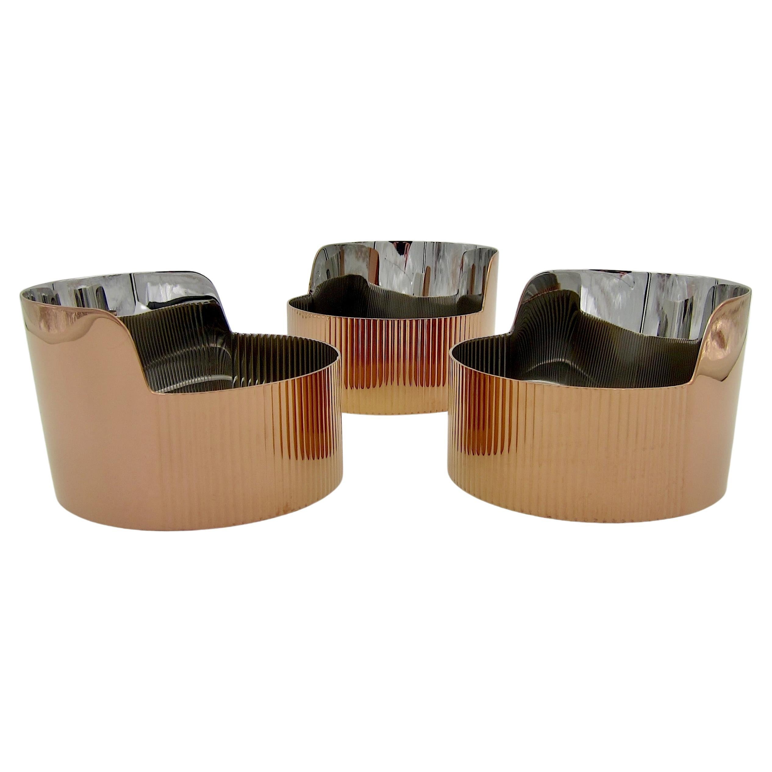 Georg Jensen Copper Colored Snack Bowl Trio