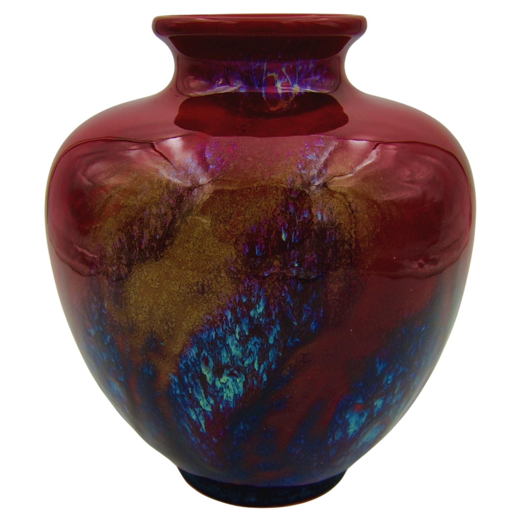 Signierte Art Deco Sung Ware Flambe-Vase von Royal Doulton, signiert