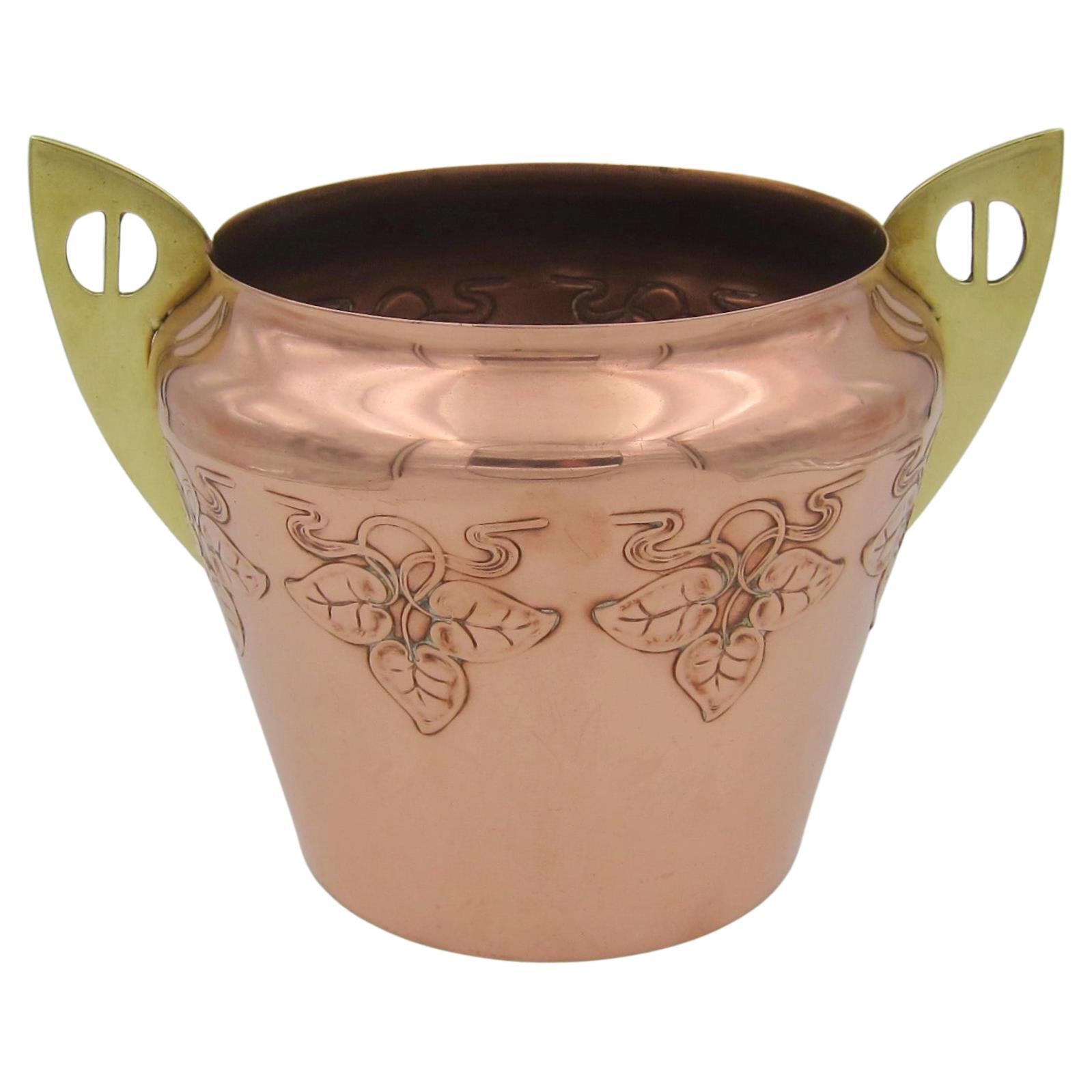 WMF Jugendstil Cachepot Flower Pot in Copper and Brass