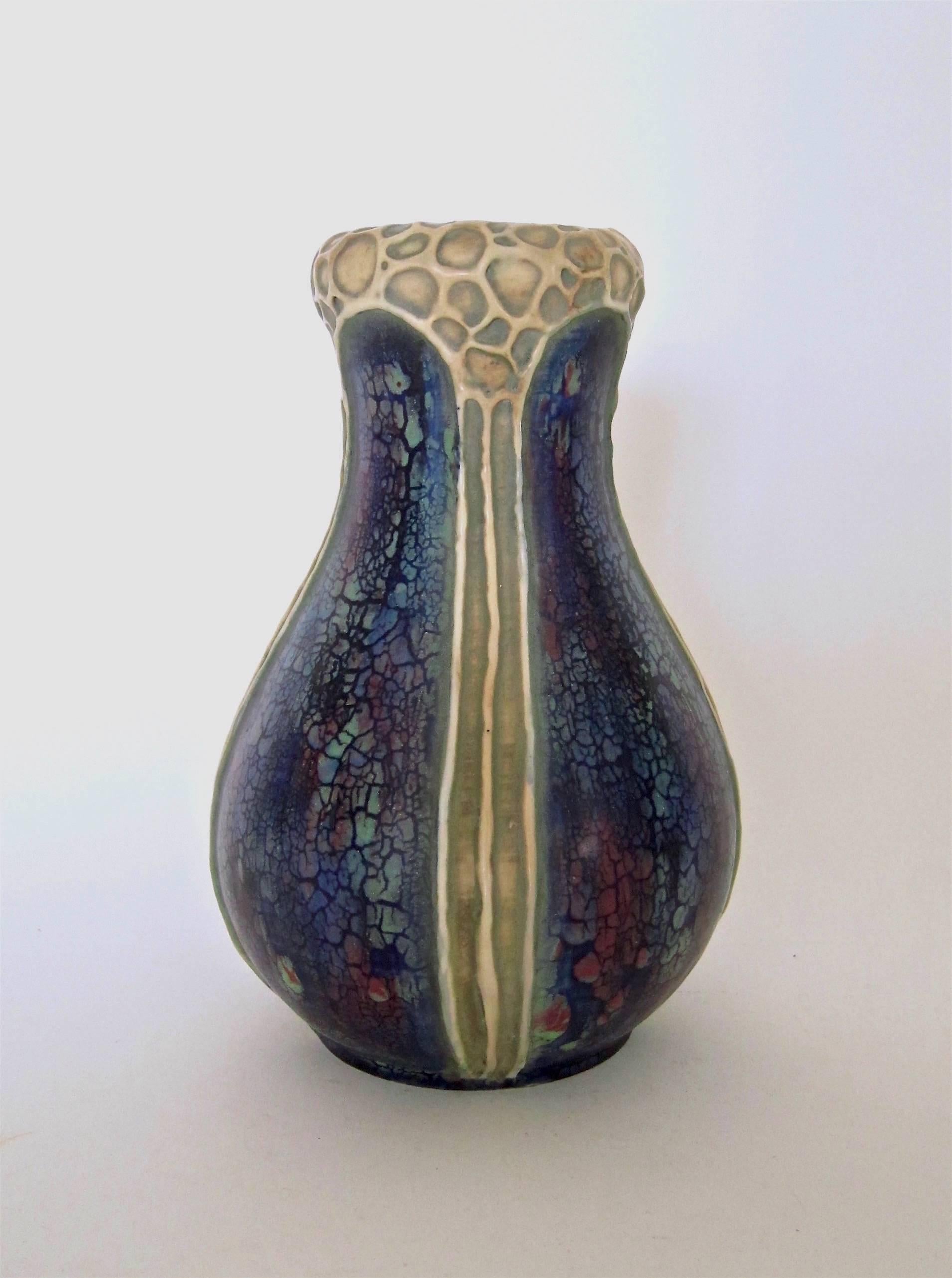 Amphora Pottery Art Nouveau Confetti Decor Vase, RStK of Turn Teplitz, 1901-1902 In Good Condition In Los Angeles, CA