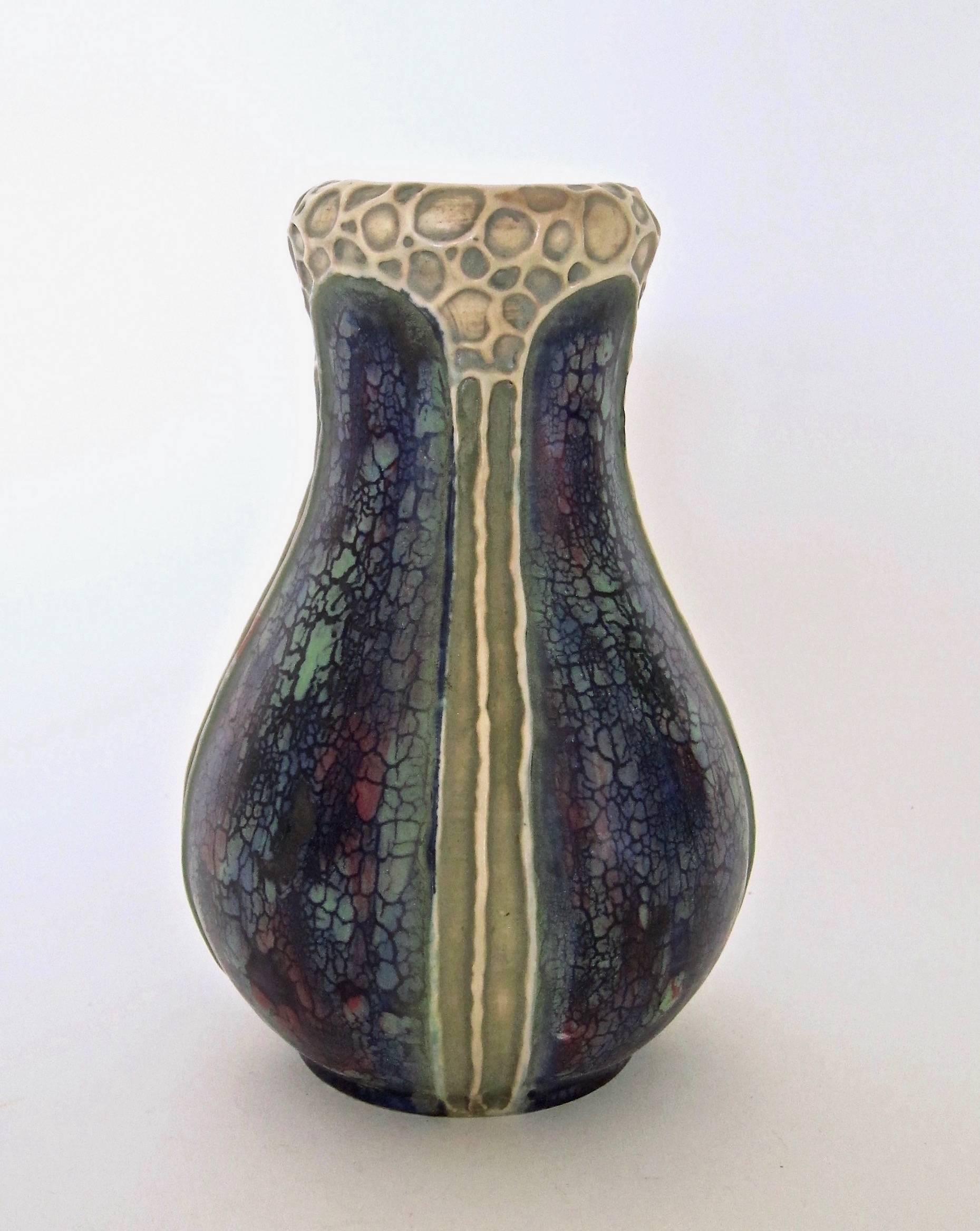 20th Century Amphora Pottery Art Nouveau Confetti Decor Vase, RStK of Turn Teplitz, 1901-1902