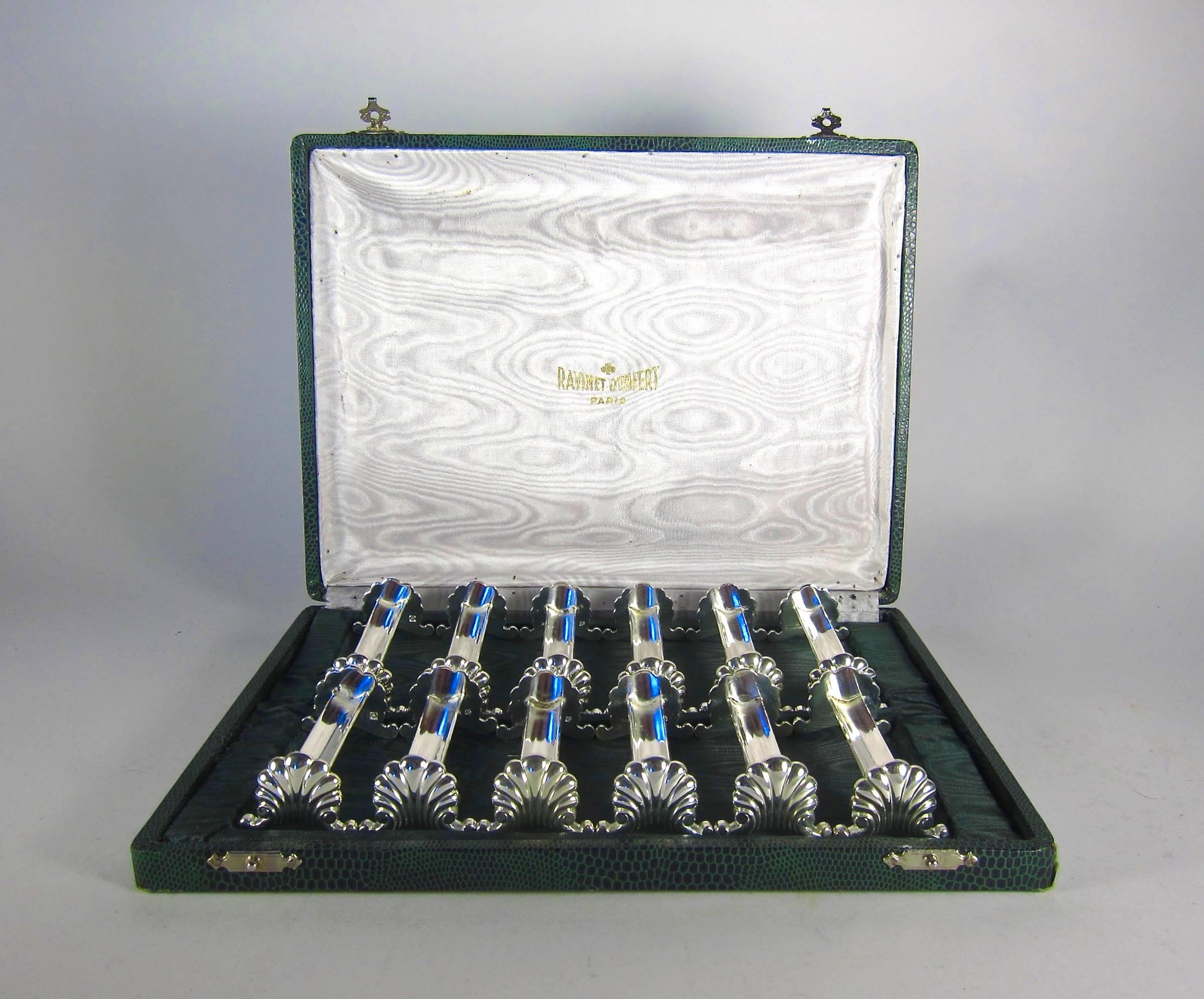 Metal French Ravinet d'Enfert Knife Rests, Boxed Set of 12