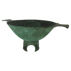 Large Quaich Centerpiece Bowl with Encrusted Green Patina by Marie Zimmermann