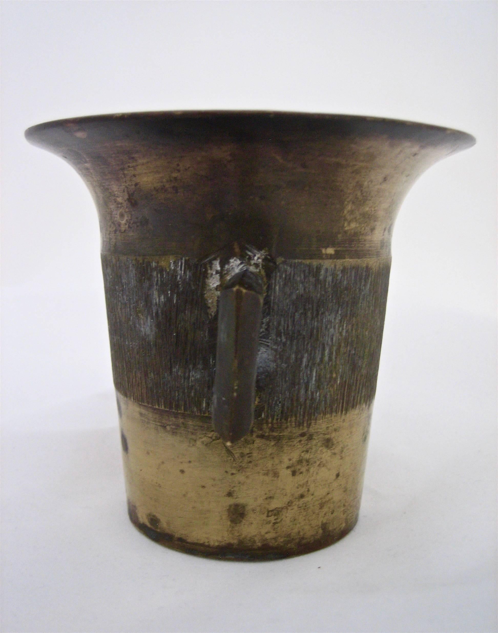 Hand-Crafted Vintage Trench Art Brass Mortar Vessel
