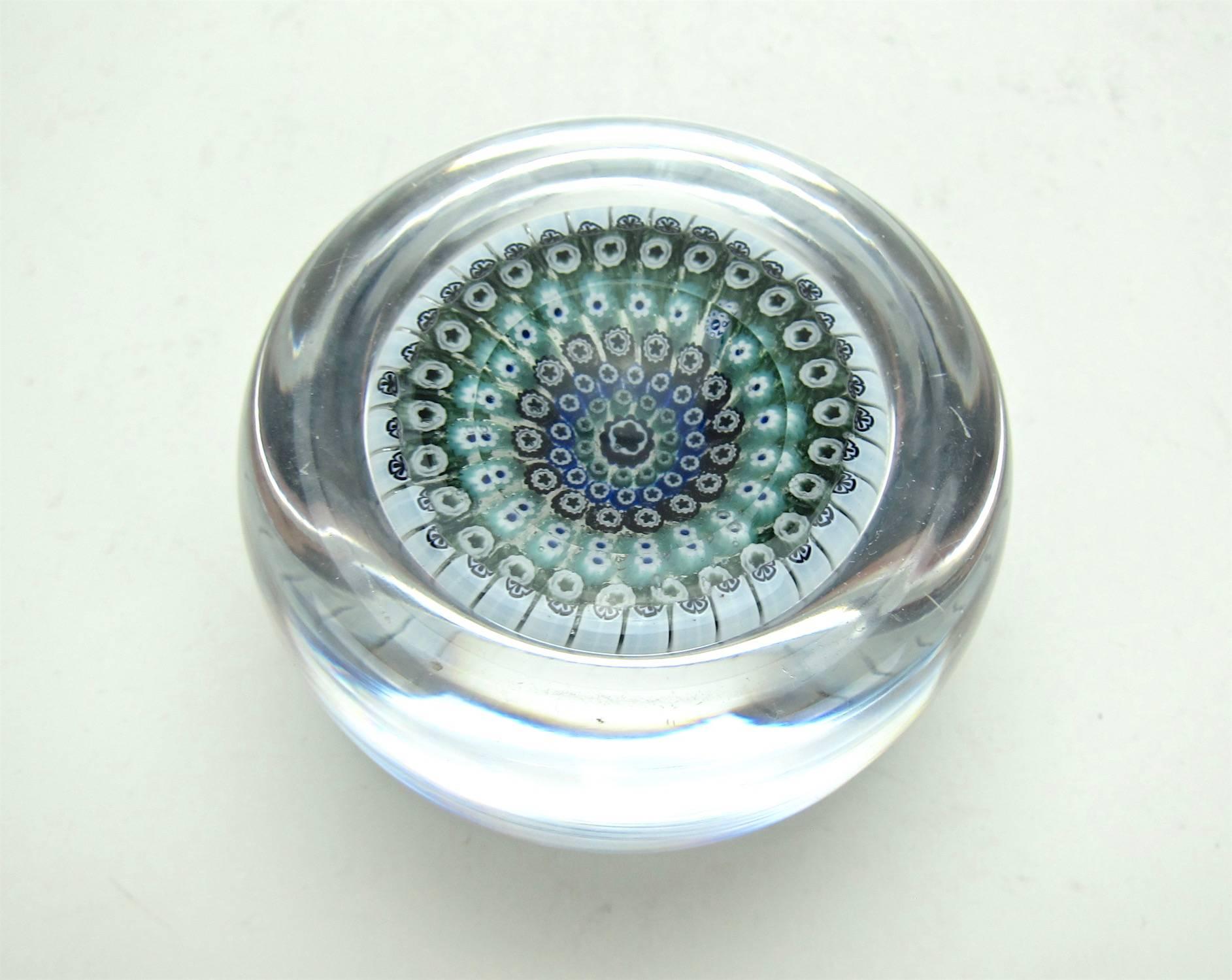 Whitefriars Close Concentric Millefiori Glass Paperweight, 1970 In Good Condition In Los Angeles, CA