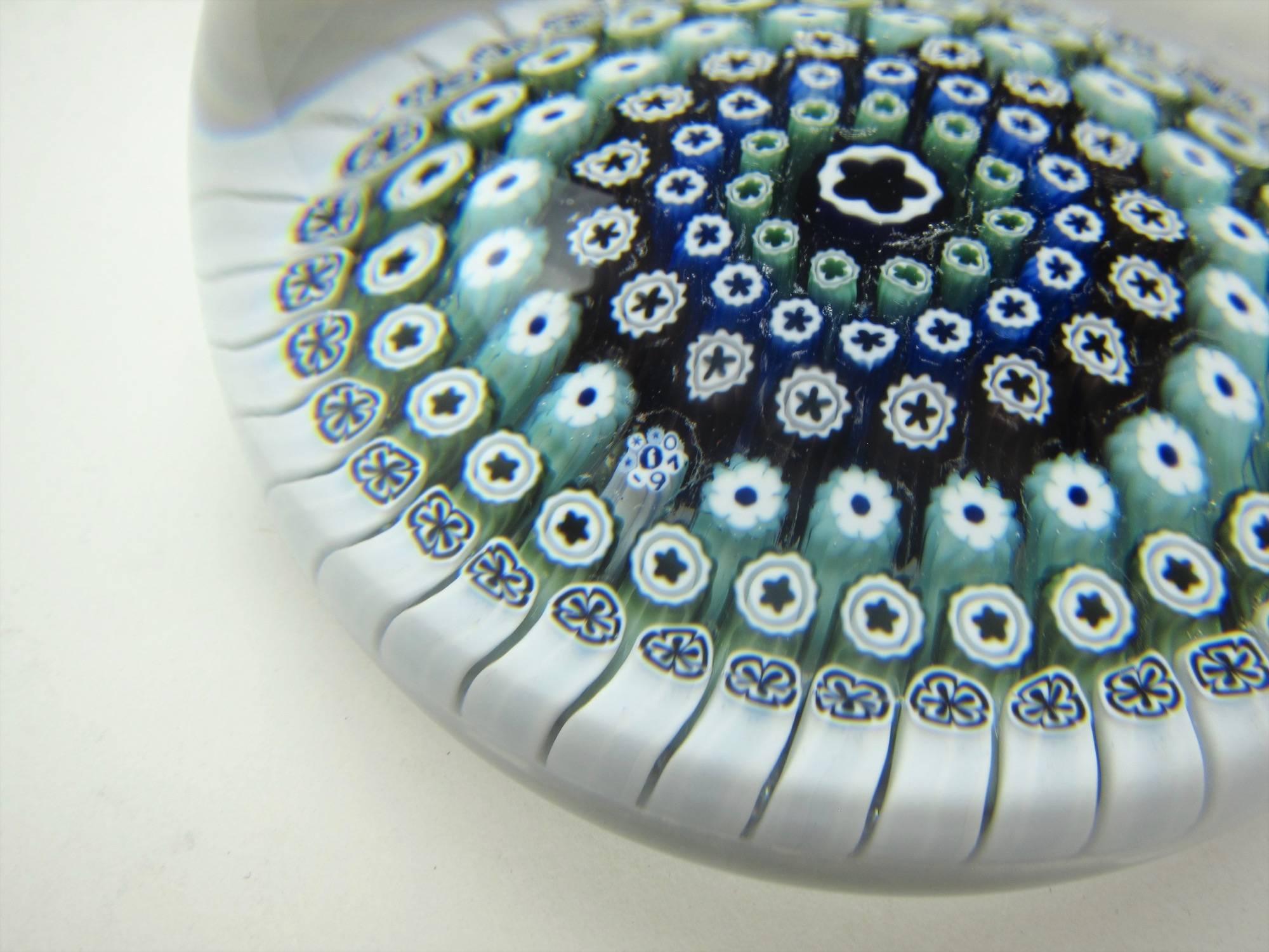 Other Whitefriars Close Concentric Millefiori Glass Paperweight, 1970