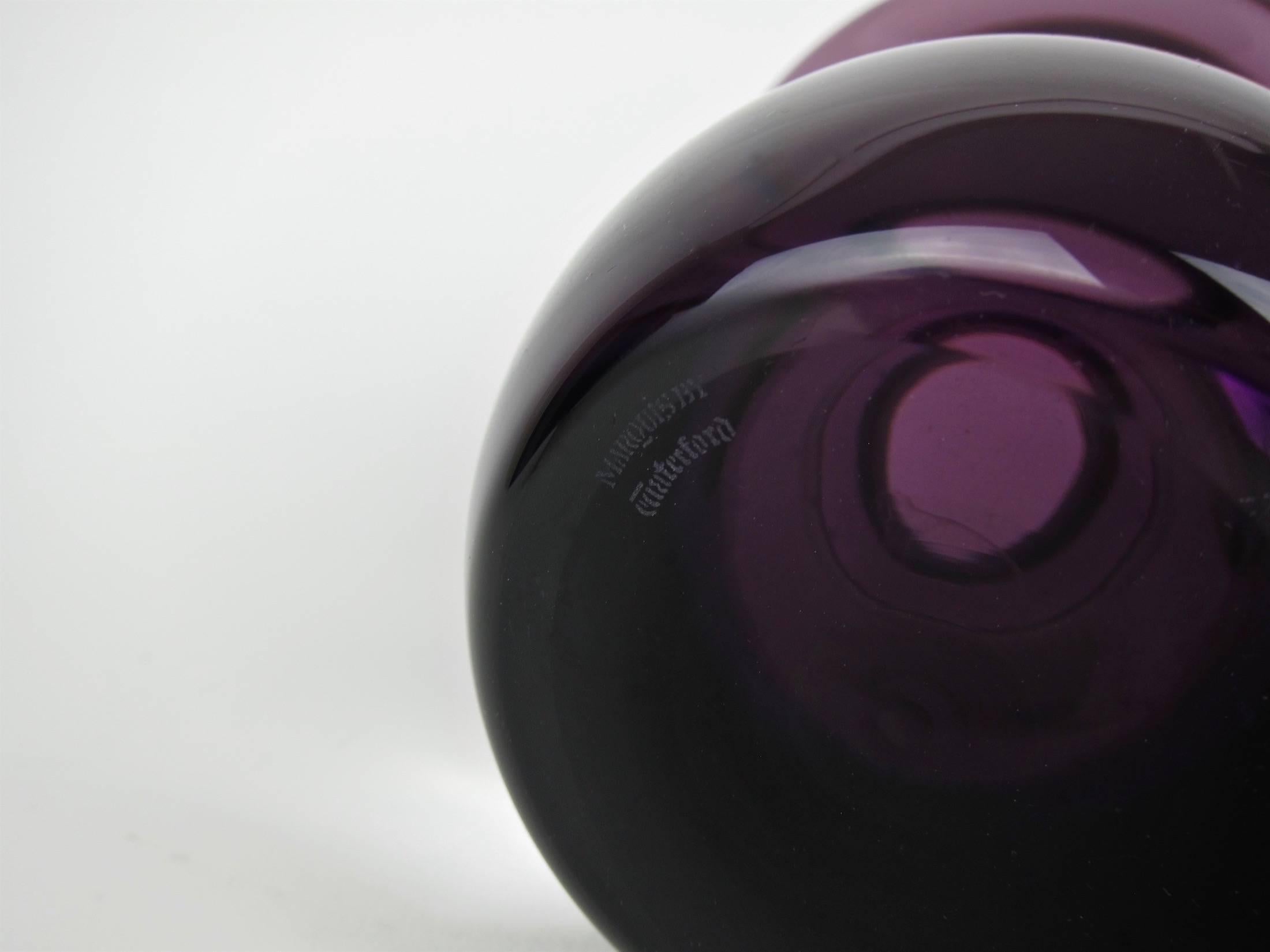 Large Marquis by Waterford Amethyst Crystal Vase In Good Condition In Los Angeles, CA