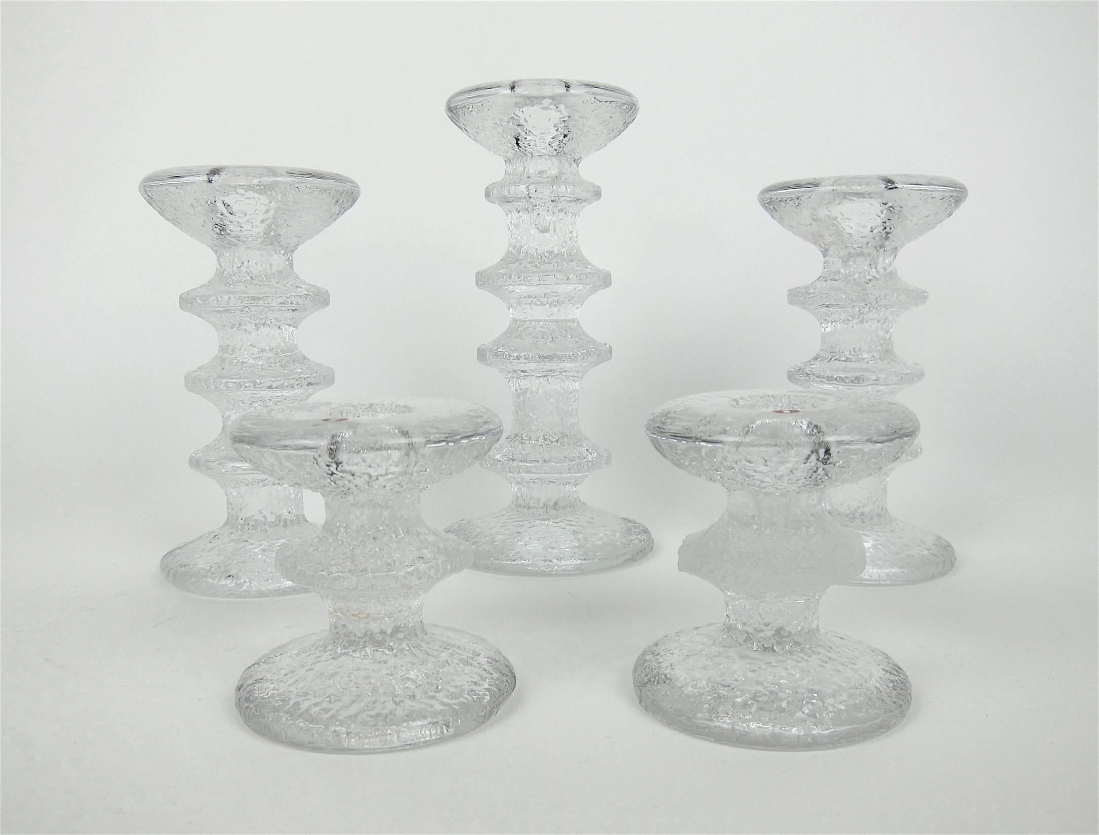 Finnish Iittala Festivo Glass Candle Holders Designed by Timo Sarpaneva of Finland