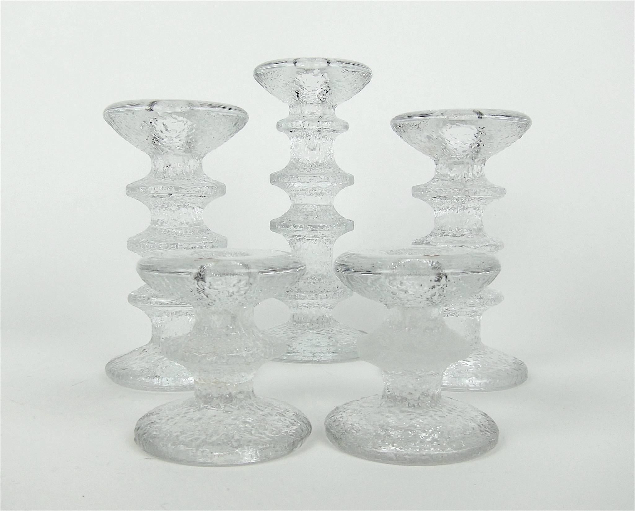 Iittala Festivo Glass Candle Holders Designed by Timo Sarpaneva of Finland In Good Condition In Los Angeles, CA