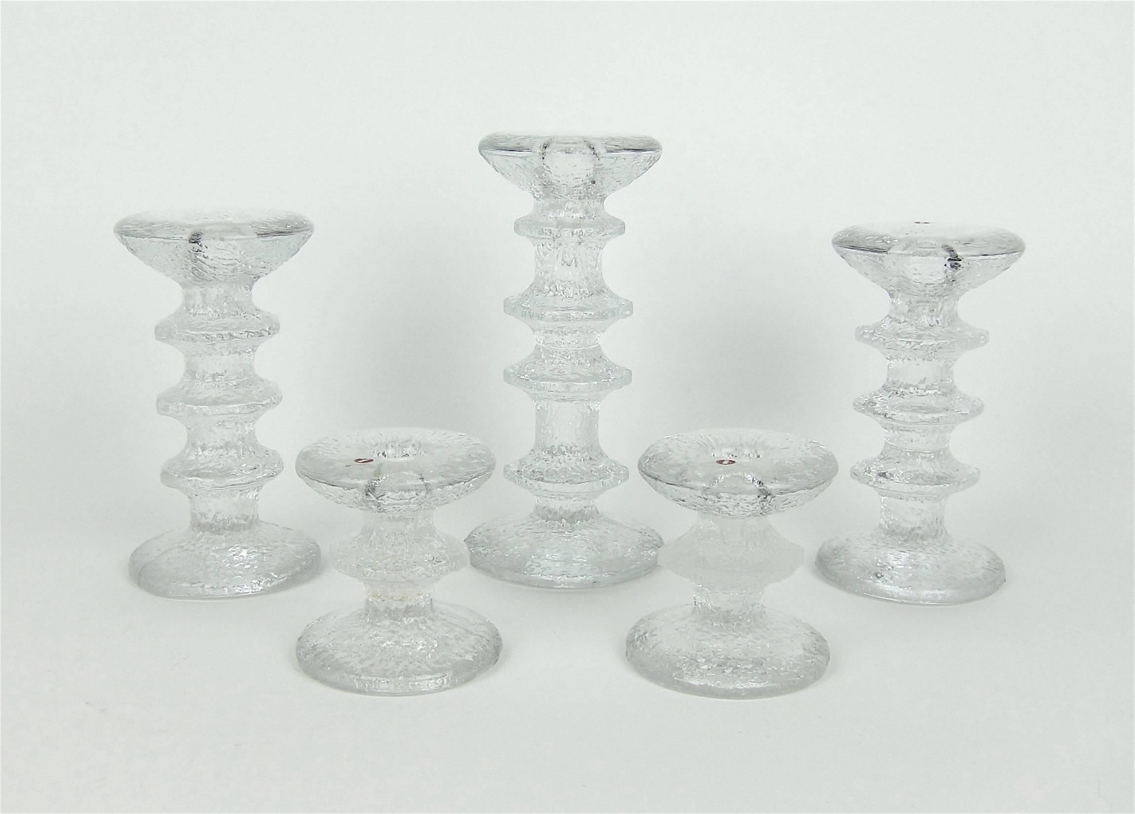 20th Century Iittala Festivo Glass Candle Holders Designed by Timo Sarpaneva of Finland