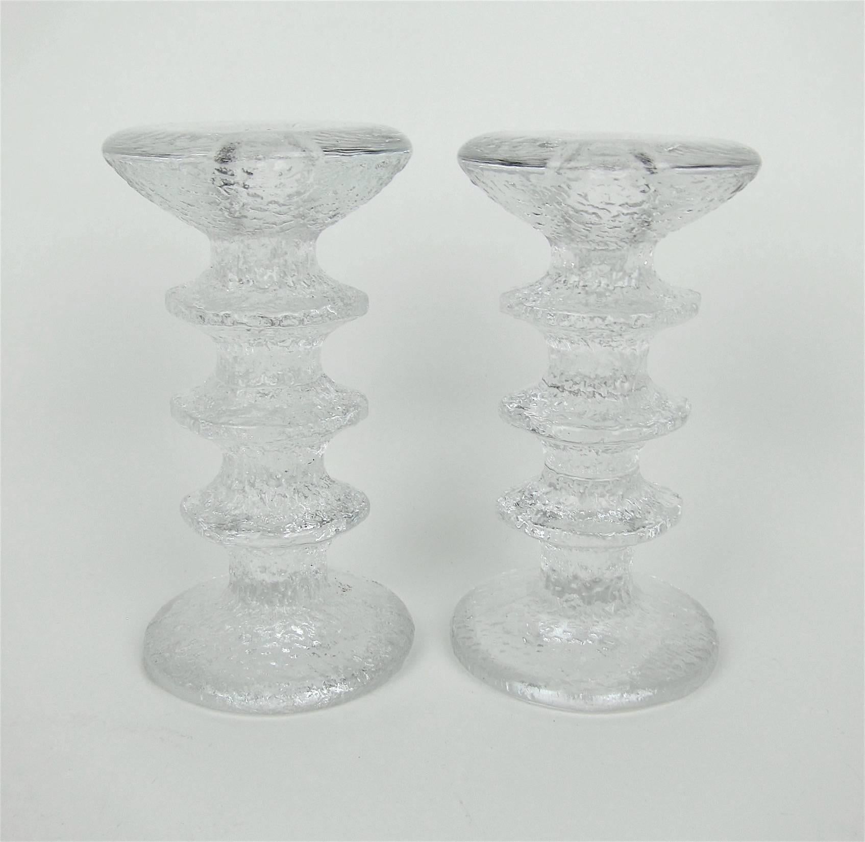 Iittala Festivo Glass Candle Holders Designed by Timo Sarpaneva of Finland 2