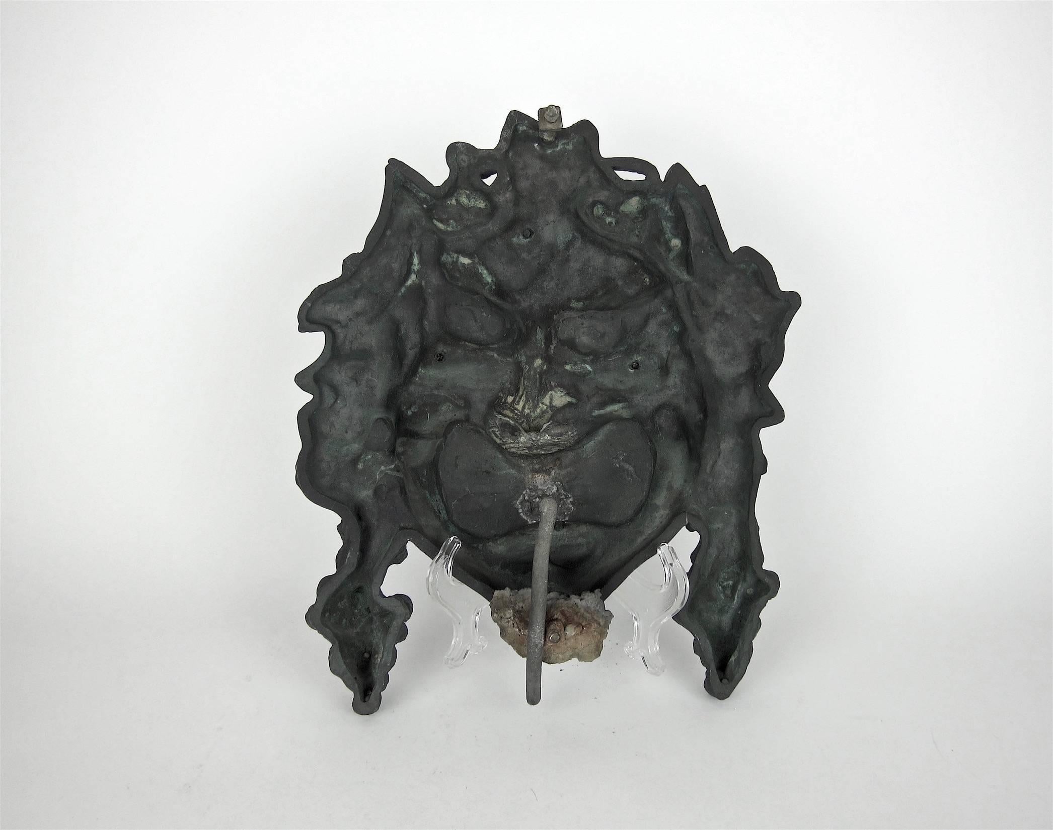Bronze Bacchanalian Fountain Head Wall Sculpture by Marie Zimmermann circa 1915 In Good Condition In Los Angeles, CA