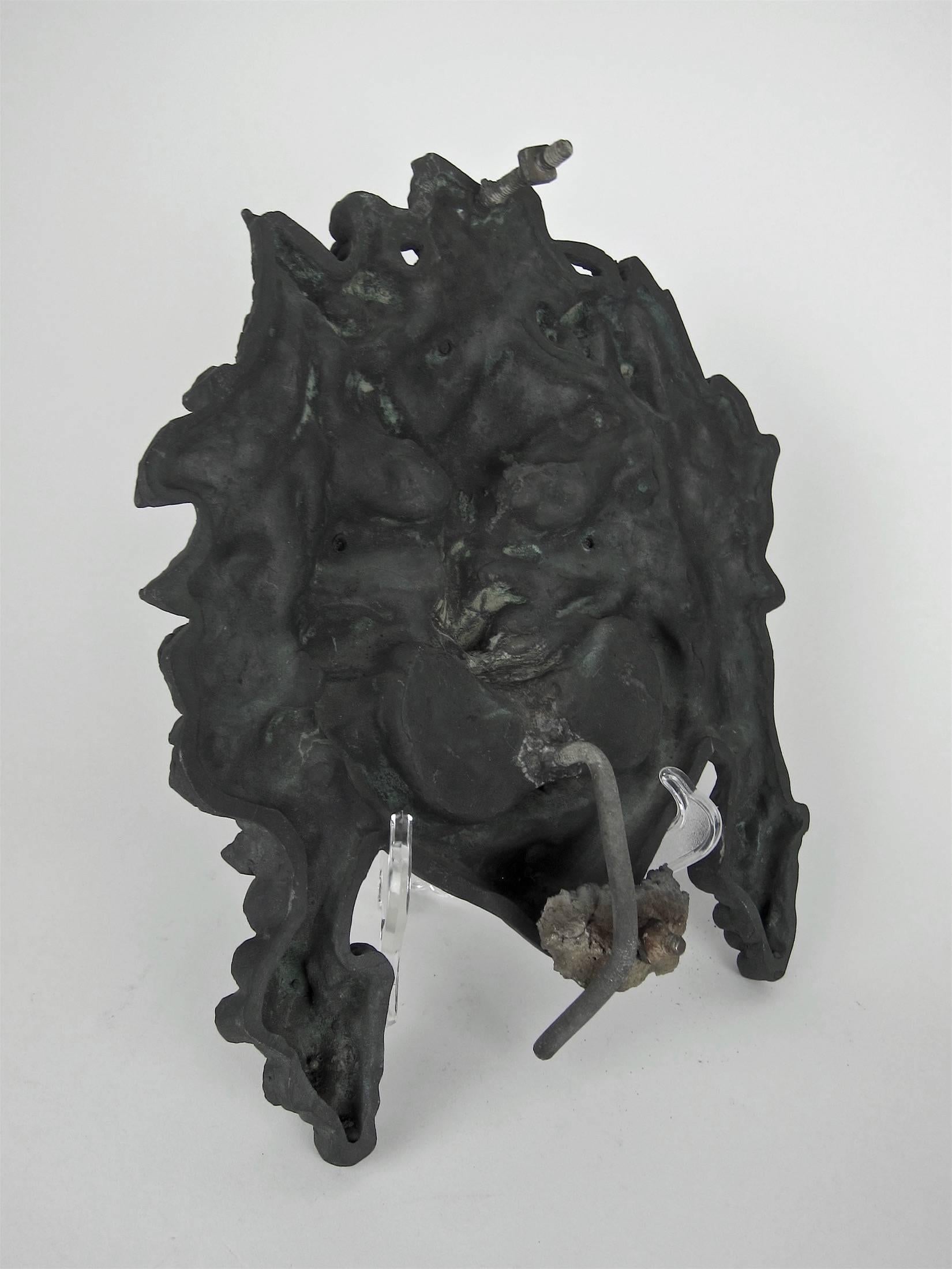 20th Century Bronze Bacchanalian Fountain Head Wall Sculpture by Marie Zimmermann circa 1915