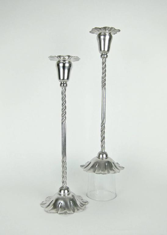 American Antique Arts & Crafts Candlestick Pair by Marie Zimmermann For Sale