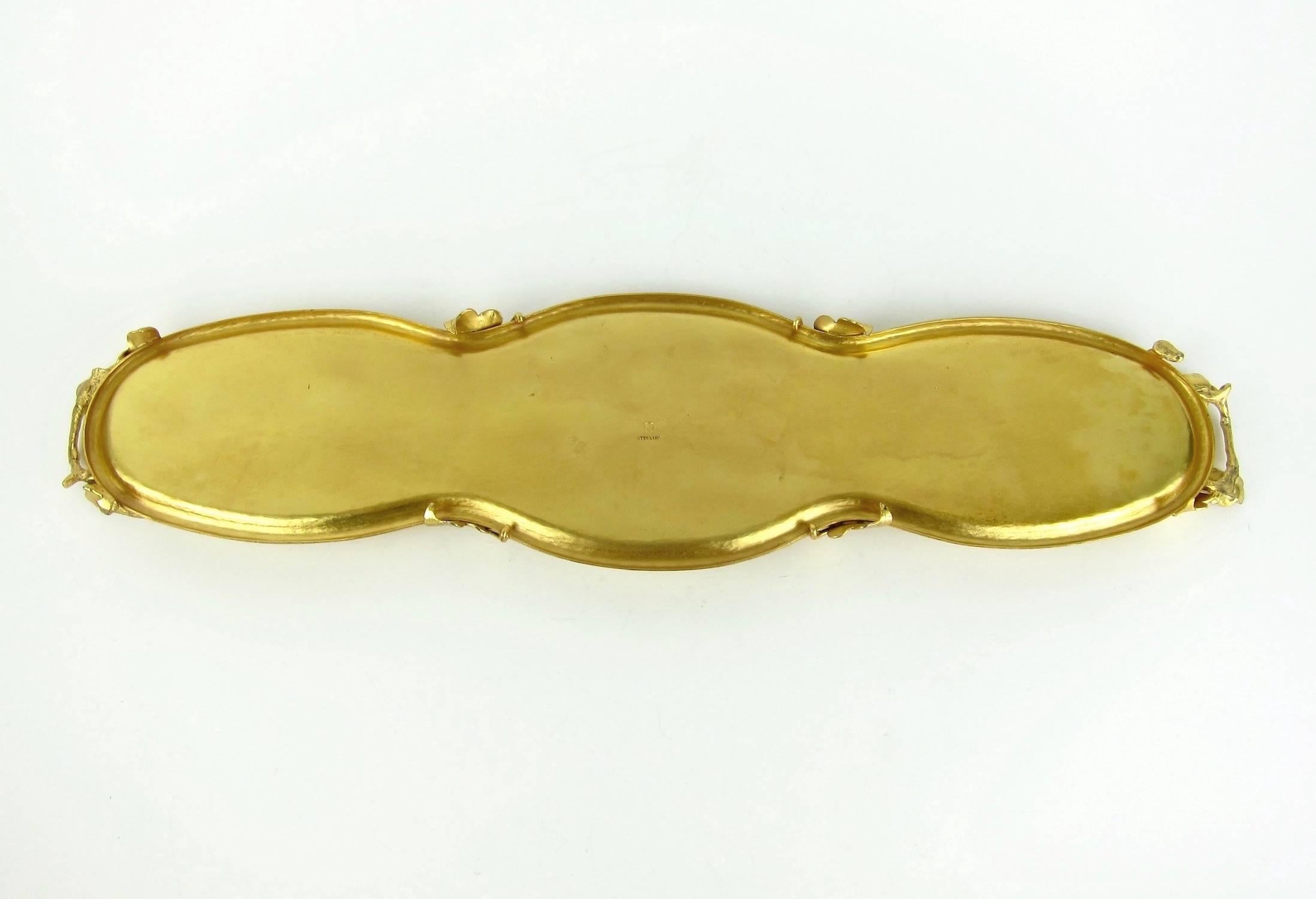 Large Sterling Silver Gilt Art Nouveau Tray by Marie Zimmermann, 21.75 in. In Good Condition For Sale In Los Angeles, CA