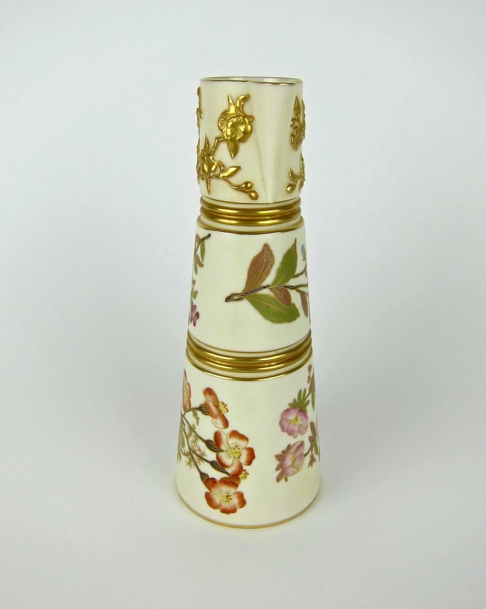 Aesthetic Movement Antique English Royal Worcester Porcelain Ewer, 1884