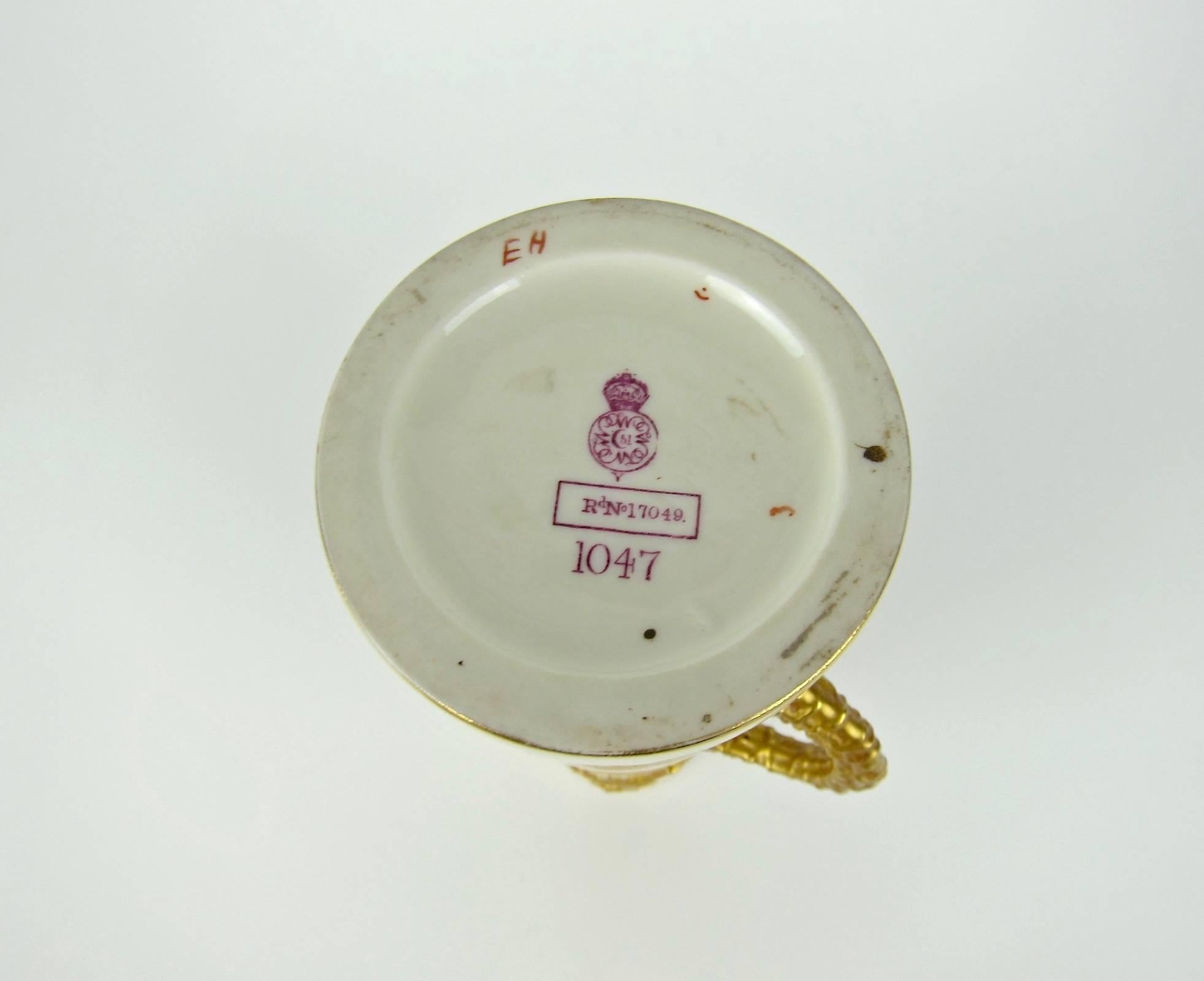 Antique English Royal Worcester Porcelain Ewer, 1884 2