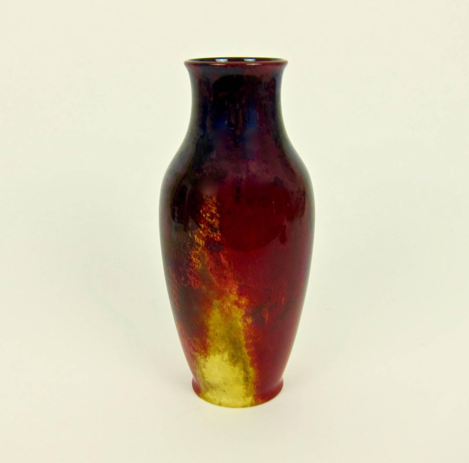 Ceramic Harry Nixon Red Flambe Vase for Royal Doulton