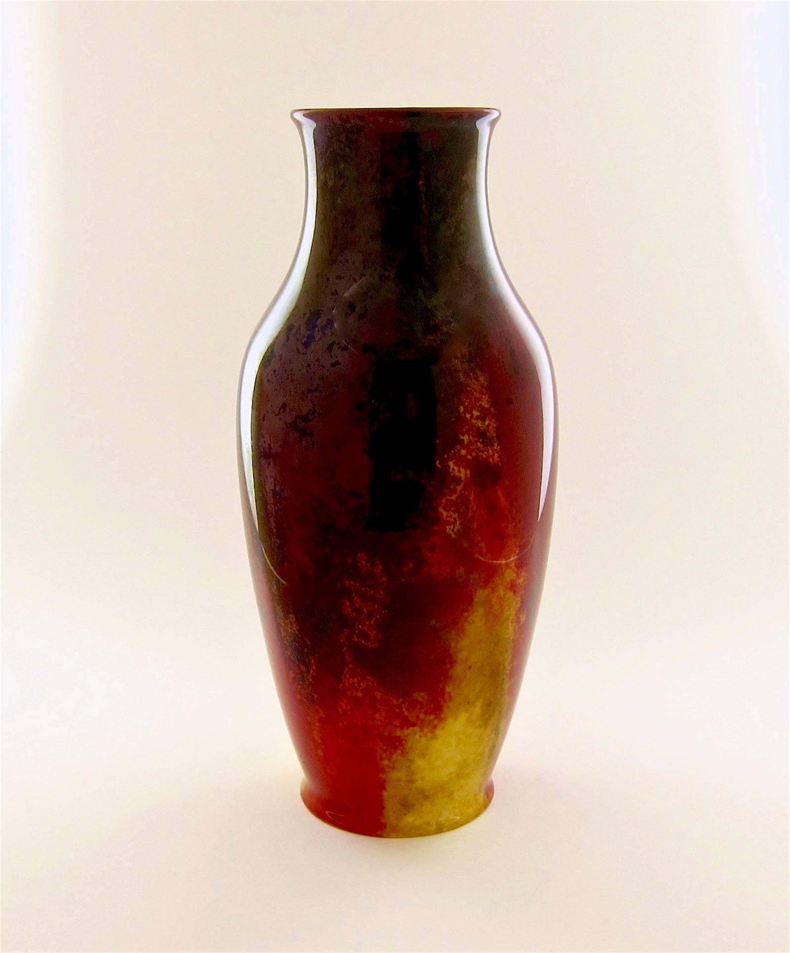 Harry Nixon Red Flambe Vase for Royal Doulton In Good Condition In Los Angeles, CA