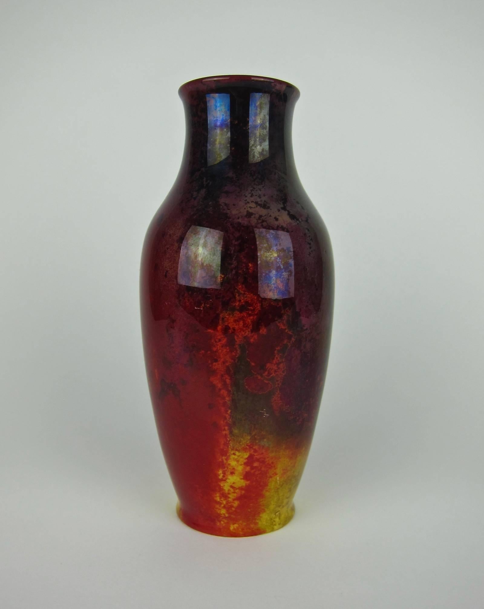 English Harry Nixon Red Flambe Vase for Royal Doulton