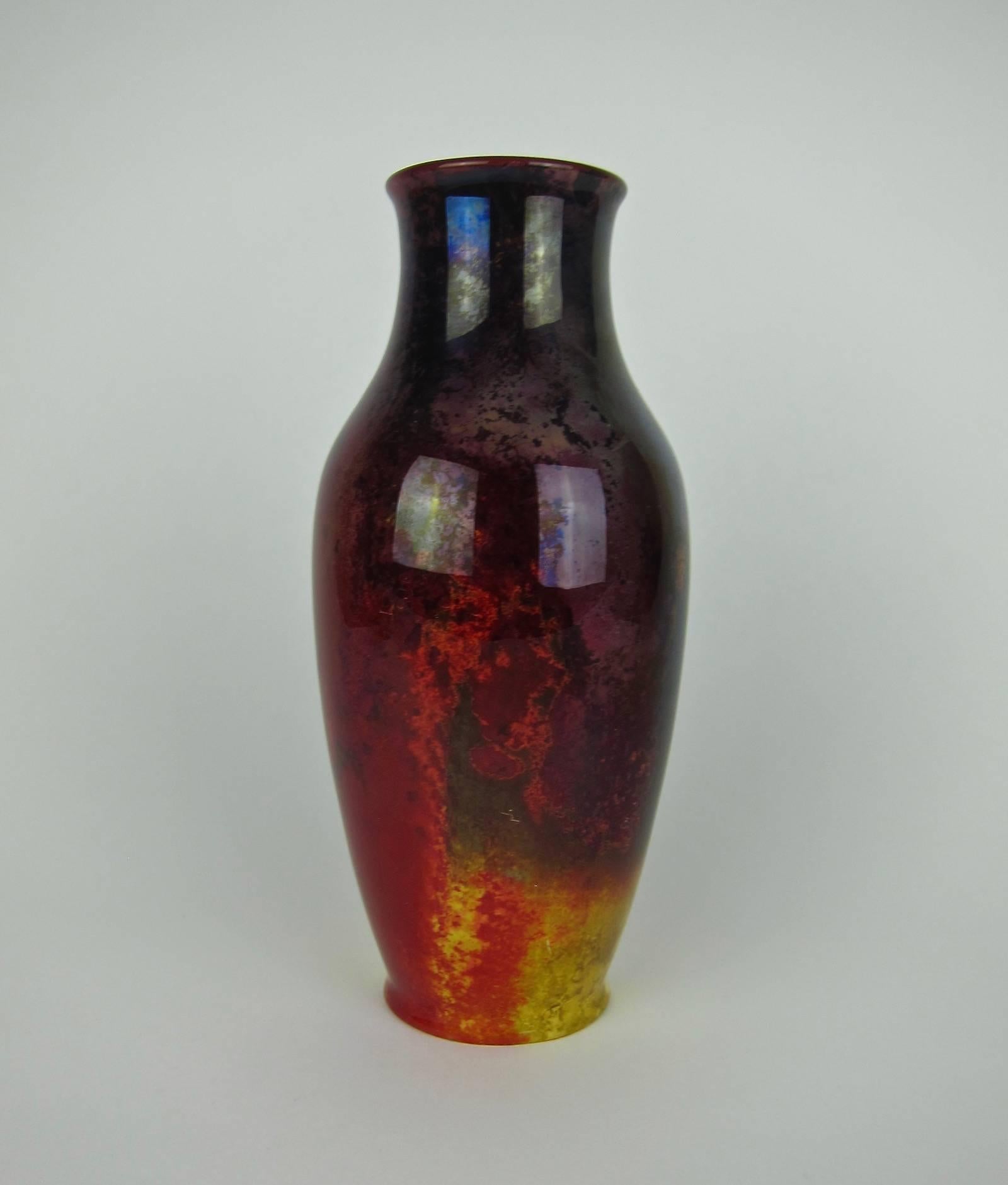 Art Deco Harry Nixon Red Flambe Vase for Royal Doulton