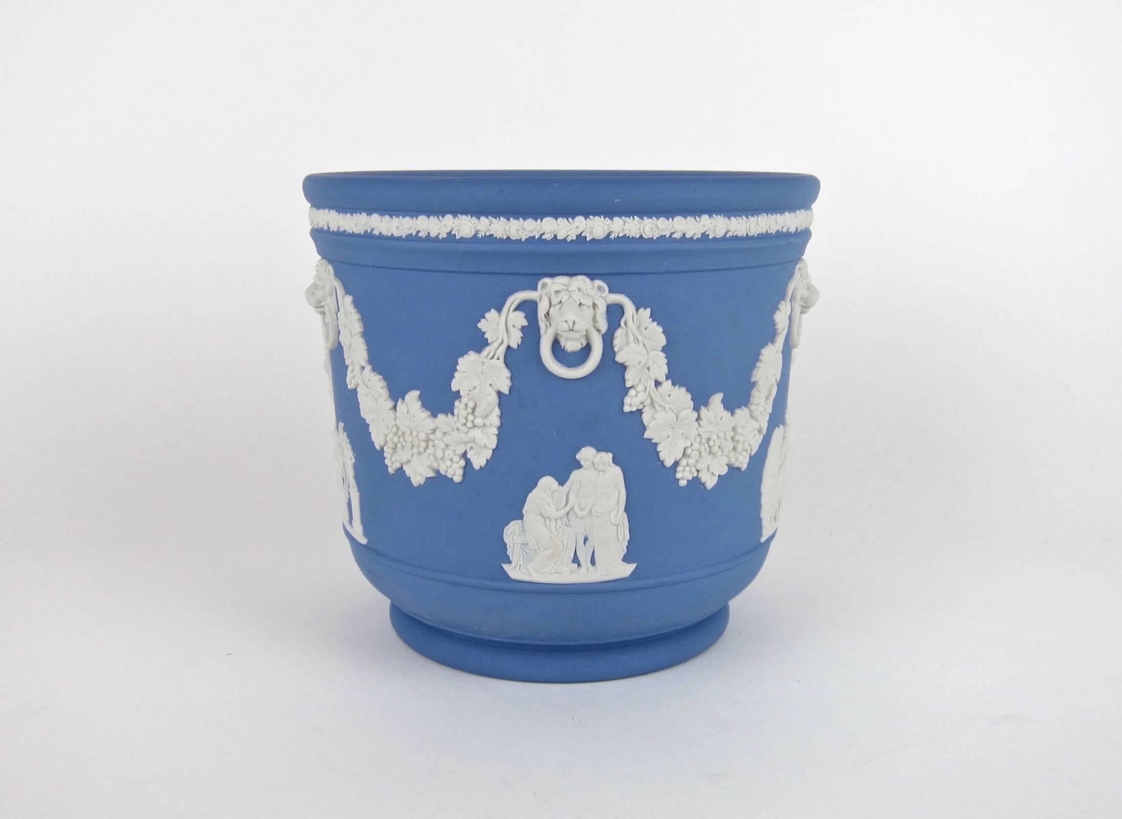 Ceramic Wedgwood Blue Jasper Ware Neoclassical Cachepot or Jardinière