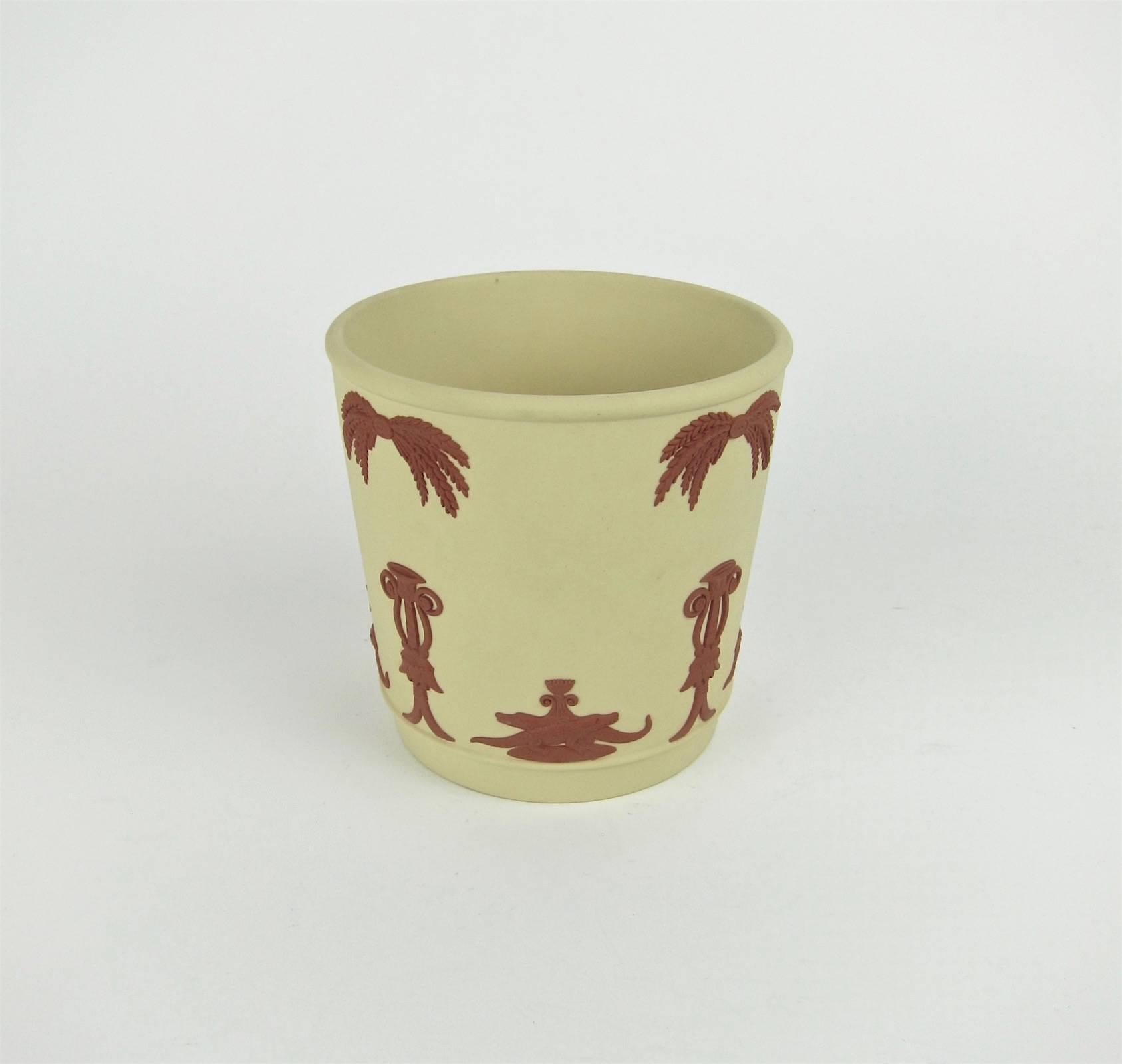 20th Century Wedgwood Egyptian Garden Pot and Vase in Terracotta on Primrose Yellow Jasper