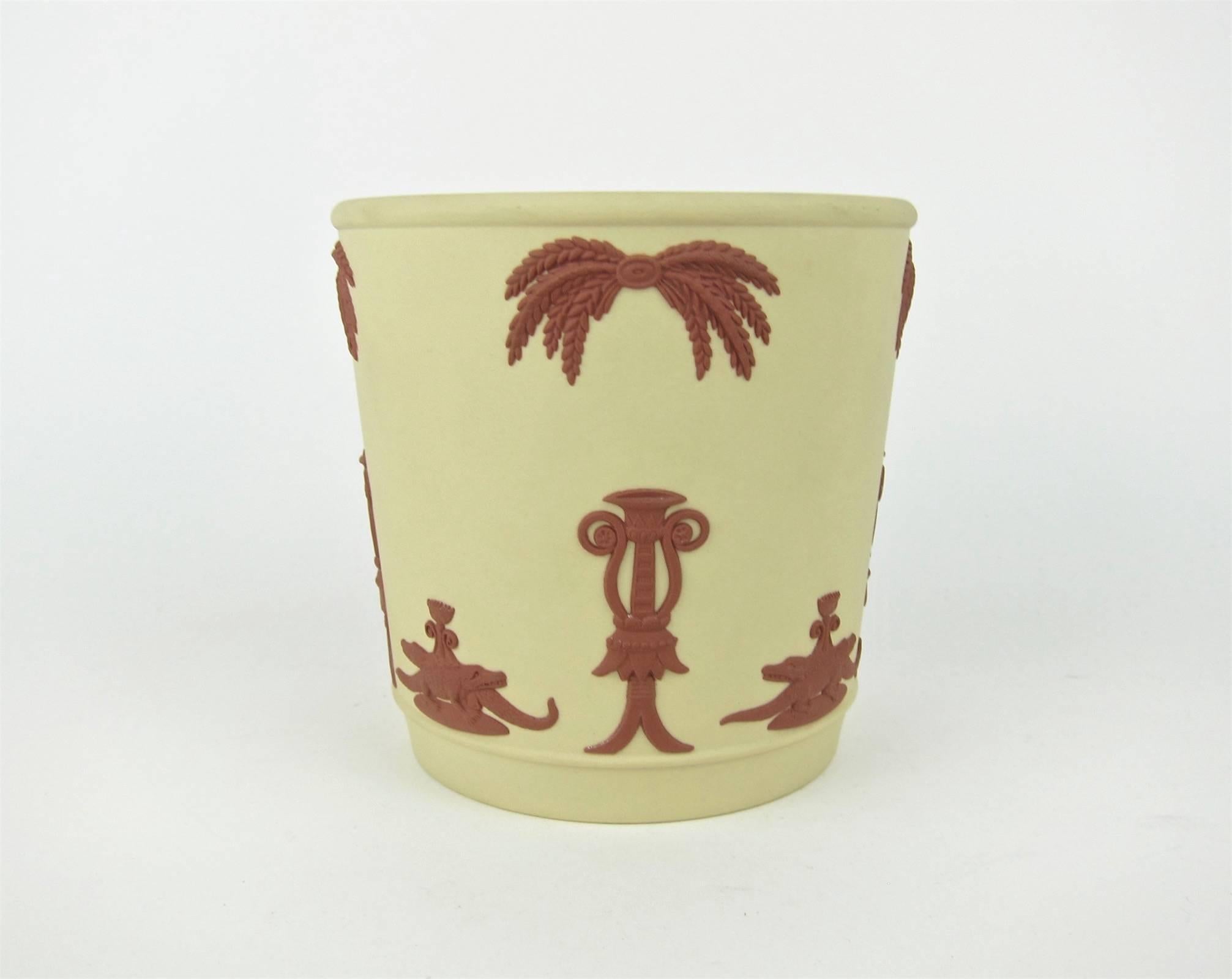 Ceramic Wedgwood Egyptian Garden Pot and Vase in Terracotta on Primrose Yellow Jasper