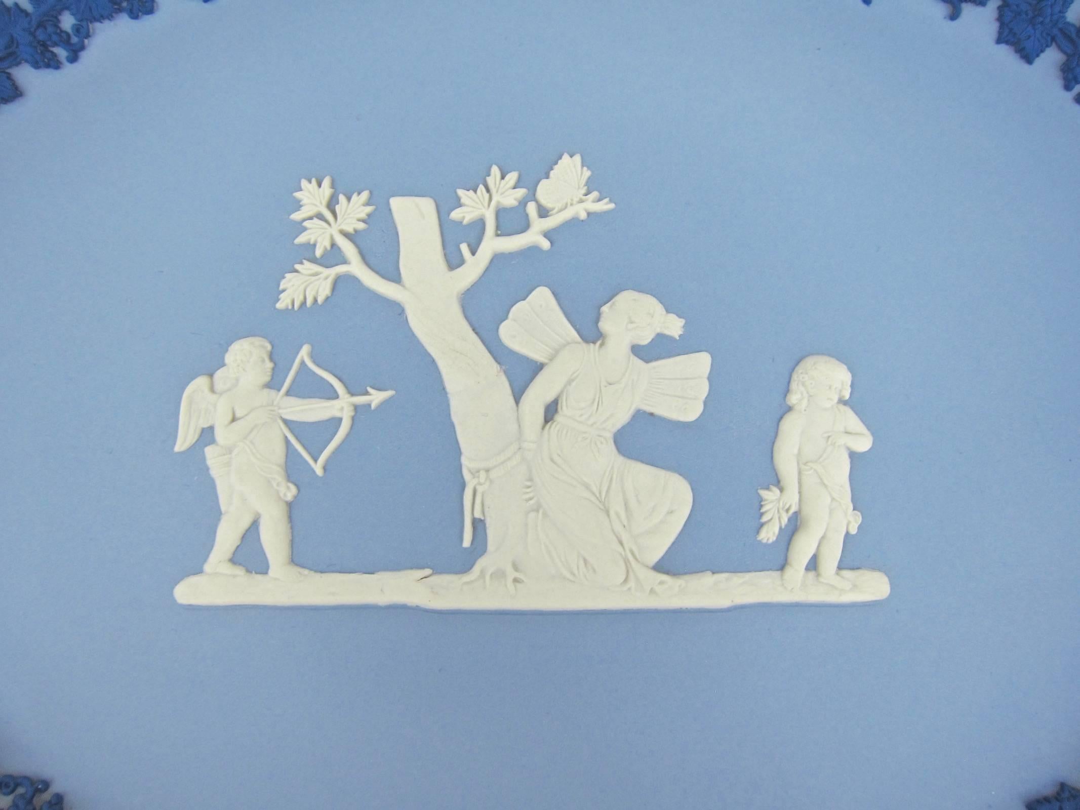 Neoclassical Wedgwood Psyche and Cupid Oval Tray in Tri-Color Jasper
