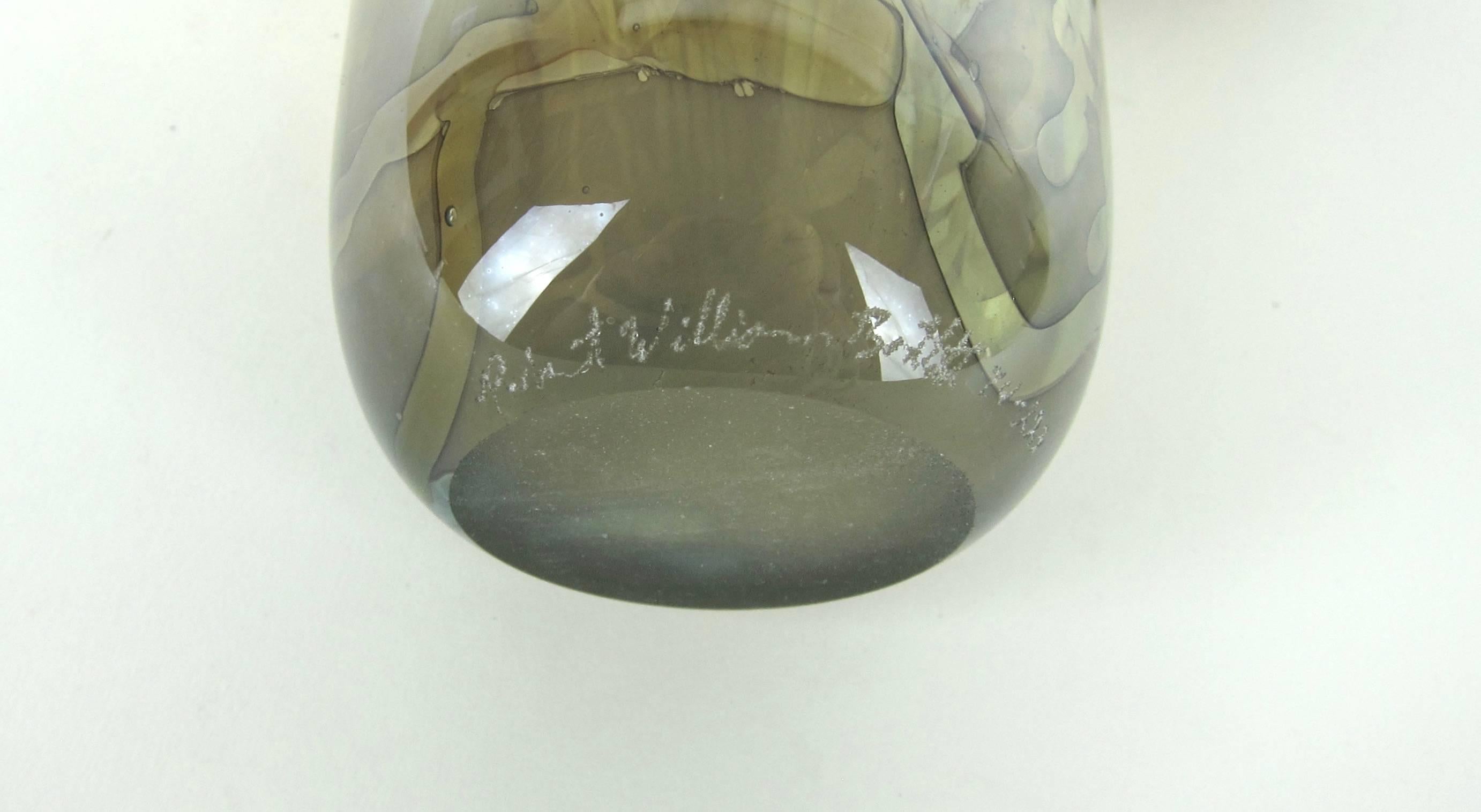 Signed Robert William Bartlett Iridescent Studio Glass Vase from 1974 2