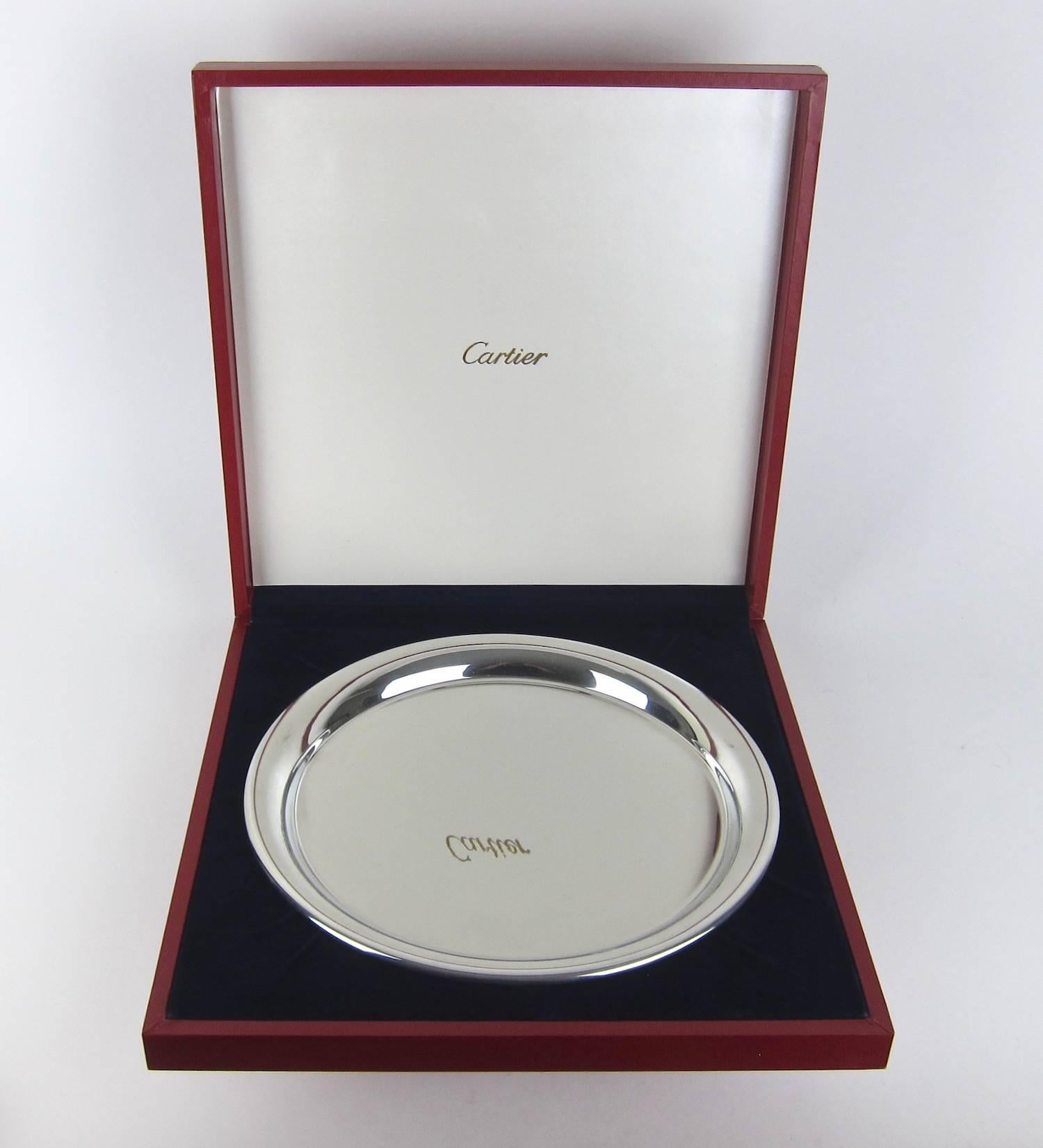 20th Century Vintage Cartier Pewter Tray with Original Fitted Box