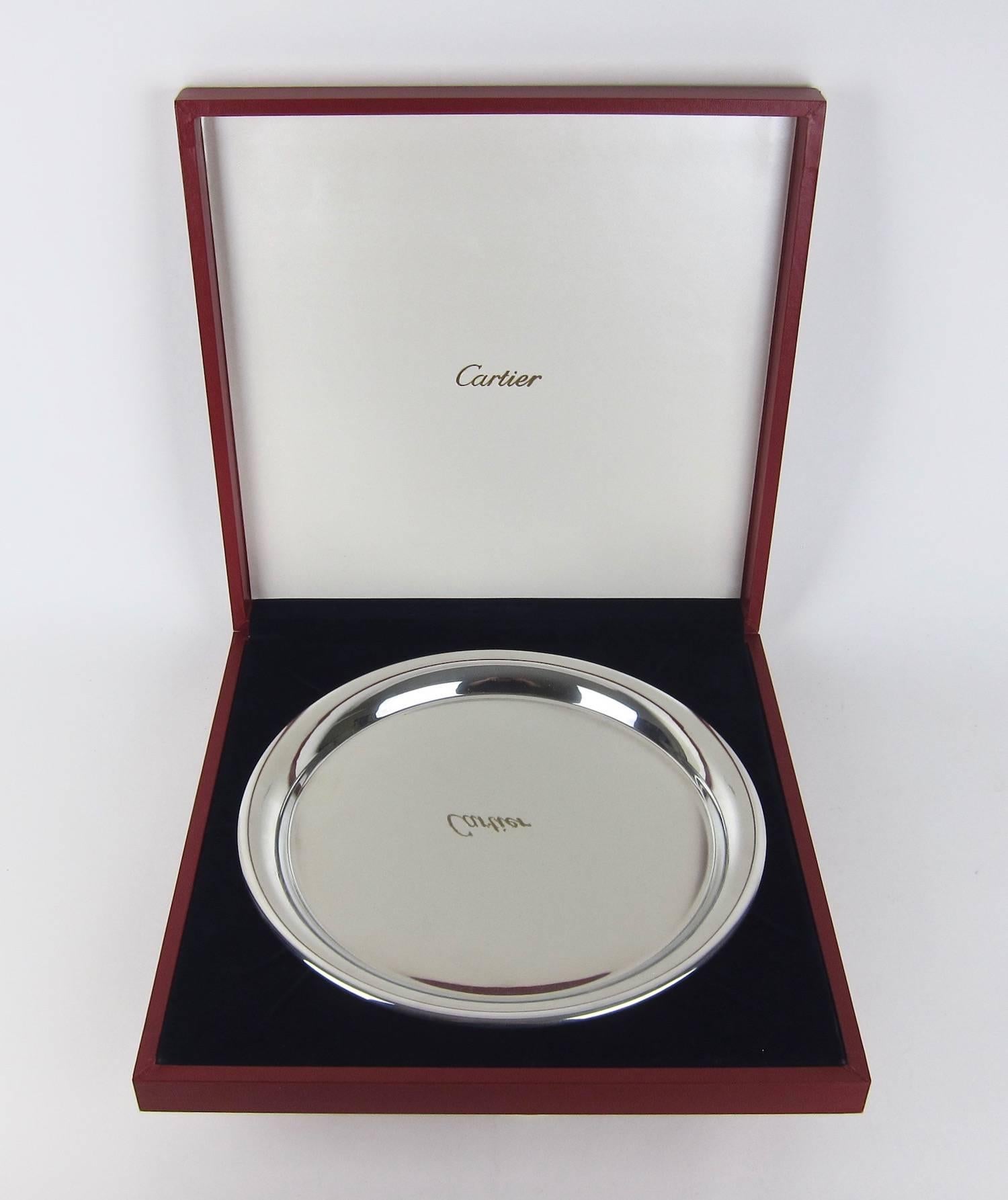 Vintage Cartier Pewter Tray with Original Fitted Box In Good Condition In Los Angeles, CA