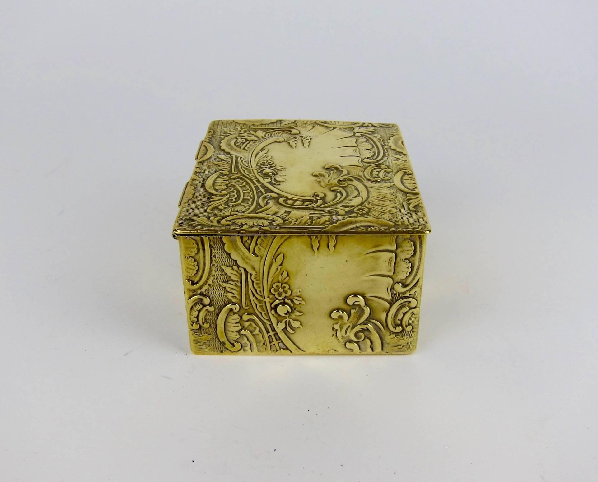 Antique Embossed Brass Box with Cedar Lining 1