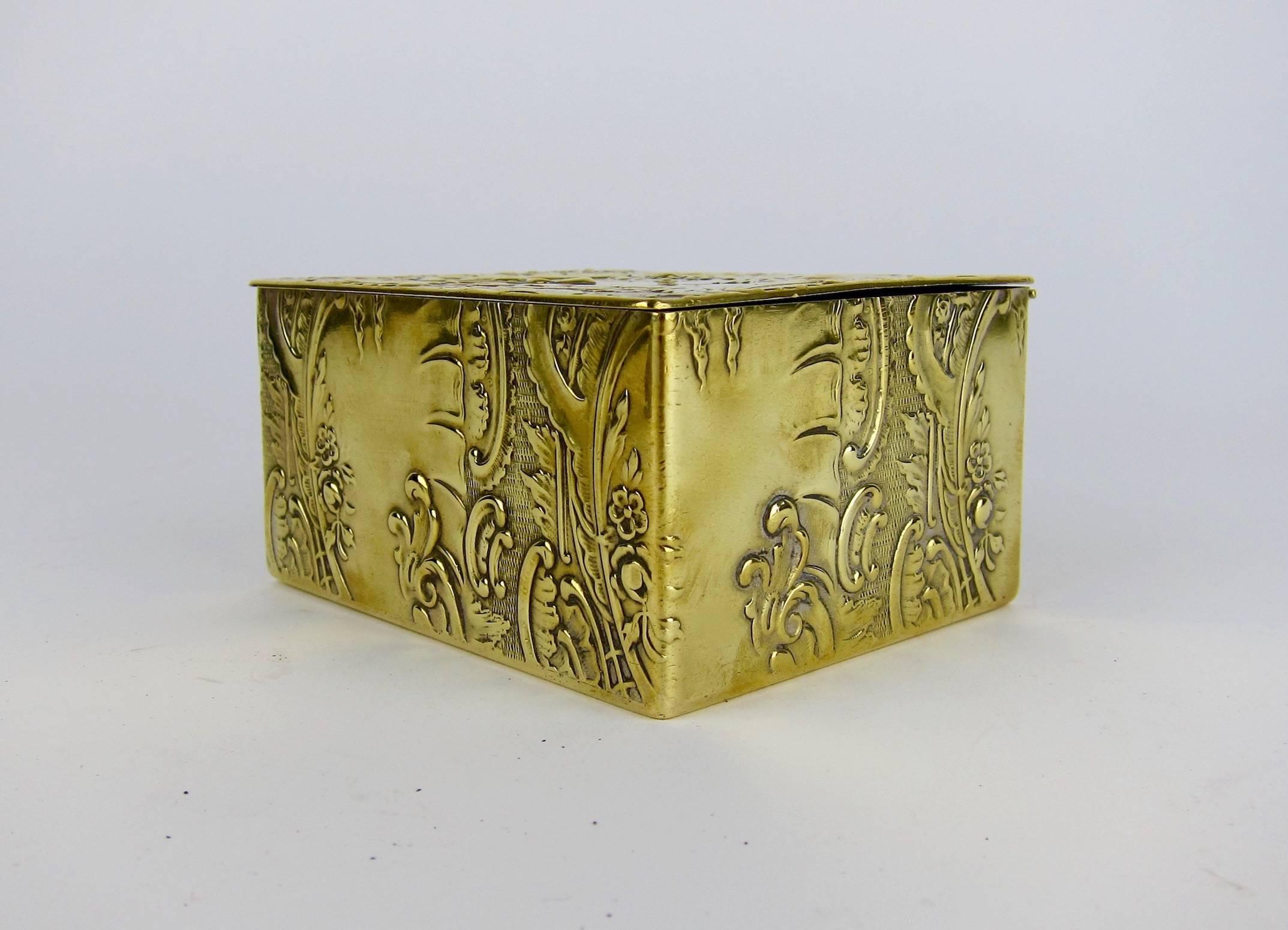 Antique Embossed Brass Box with Cedar Lining 2