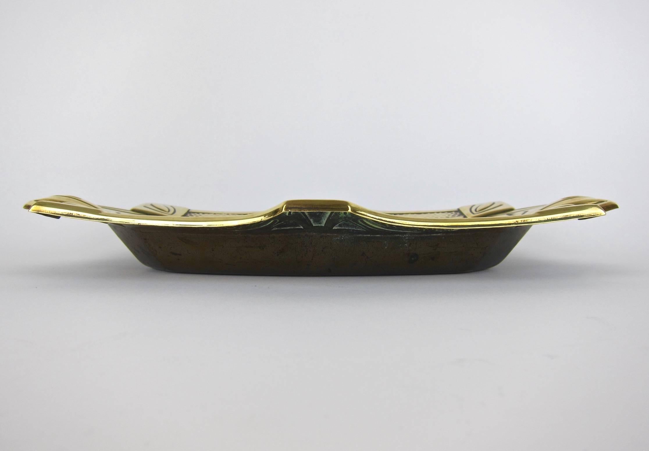 Brass European Secessionist Cake Basket or Bread Tray