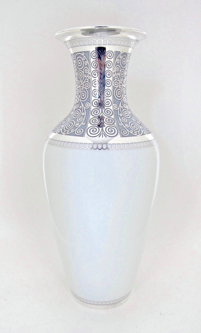 Large Rosenthal Porcelain Silver Overlay Vase at 1stdibs