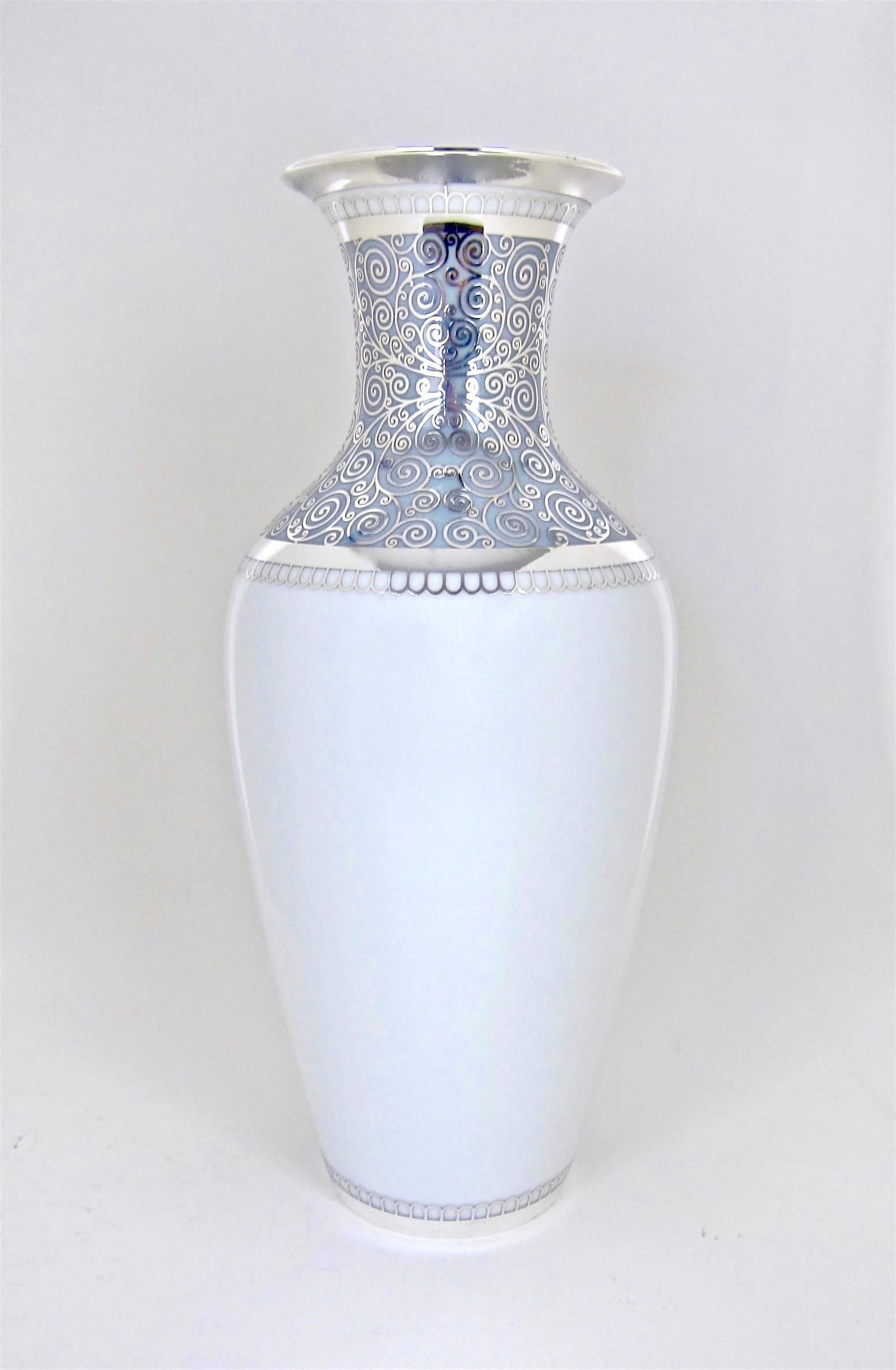 Large Rosenthal Porcelain Silver Overlay Vase 1