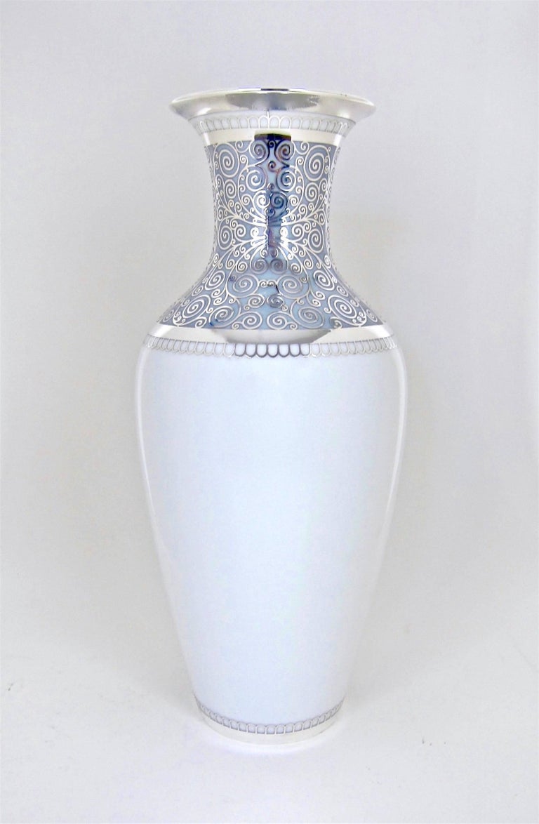 Large Rosenthal Porcelain Silver Overlay Vase at 1stdibs