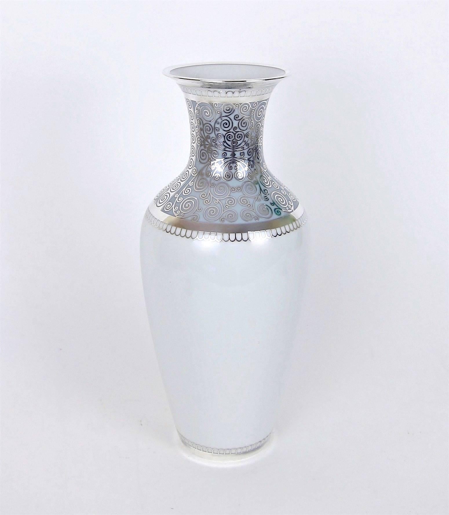 Large Rosenthal Porcelain Silver Overlay Vase 4
