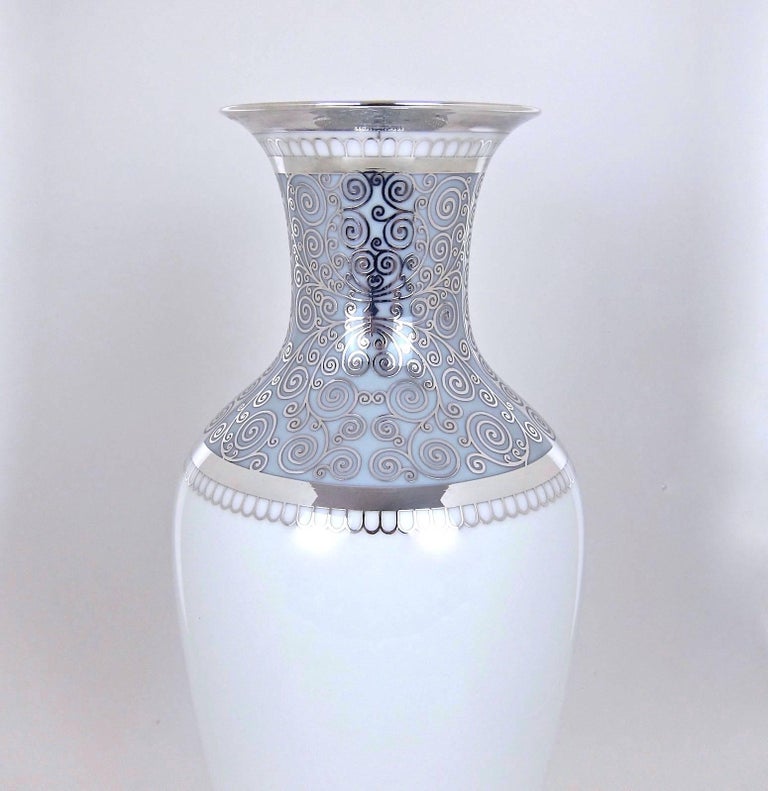 Large Rosenthal Porcelain Silver Overlay Vase at 1stdibs