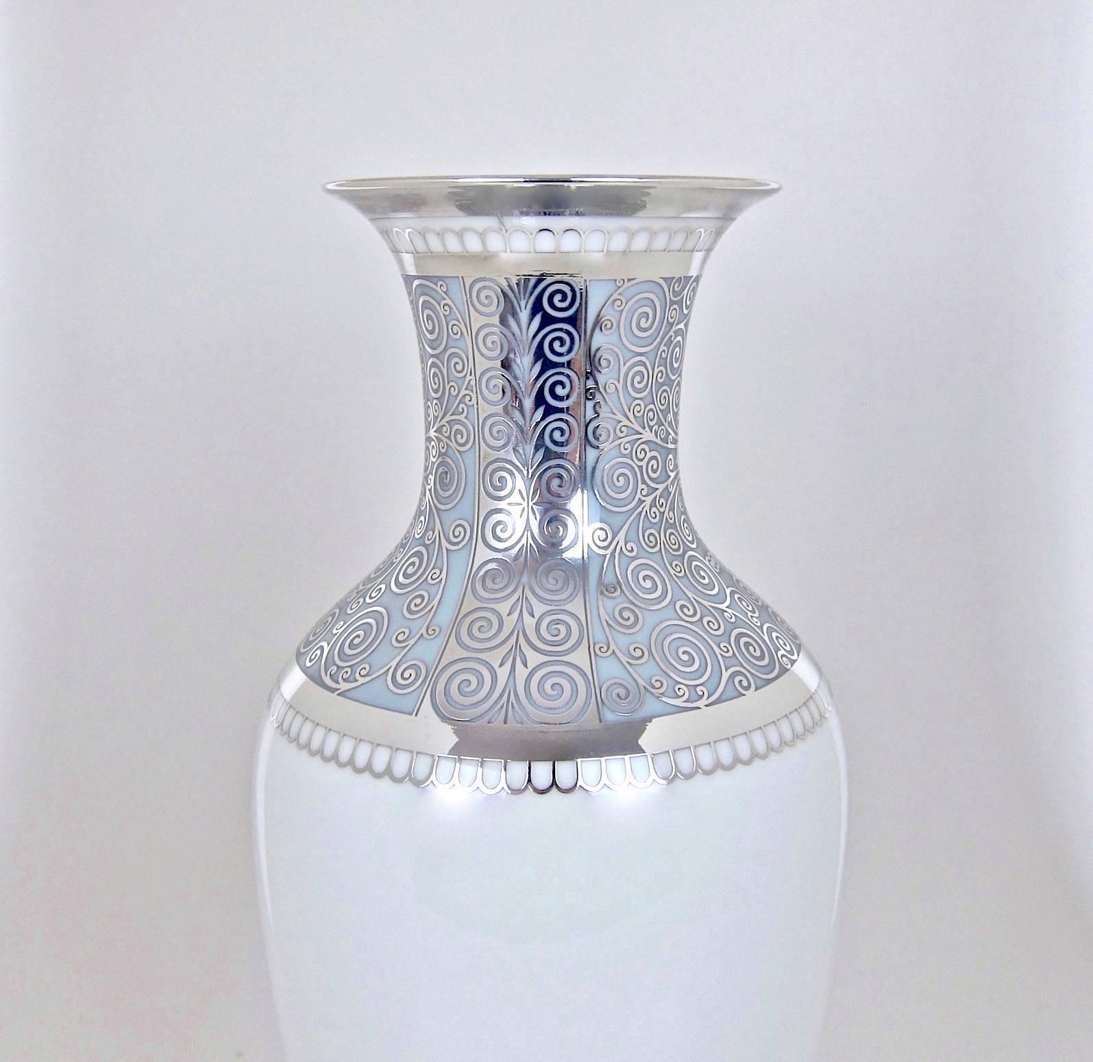 Large Rosenthal Porcelain Silver Overlay Vase 2