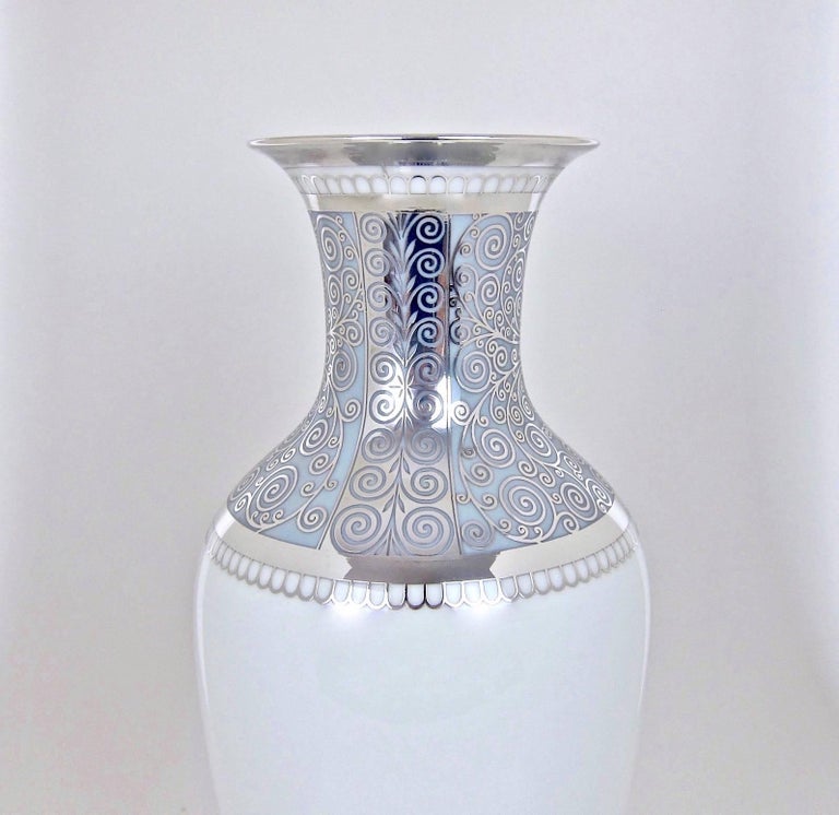 Large Rosenthal Porcelain Silver Overlay Vase at 1stdibs