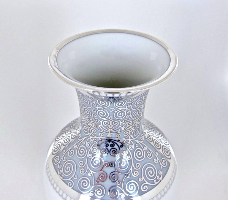 Large Rosenthal Porcelain Silver Overlay Vase at 1stdibs