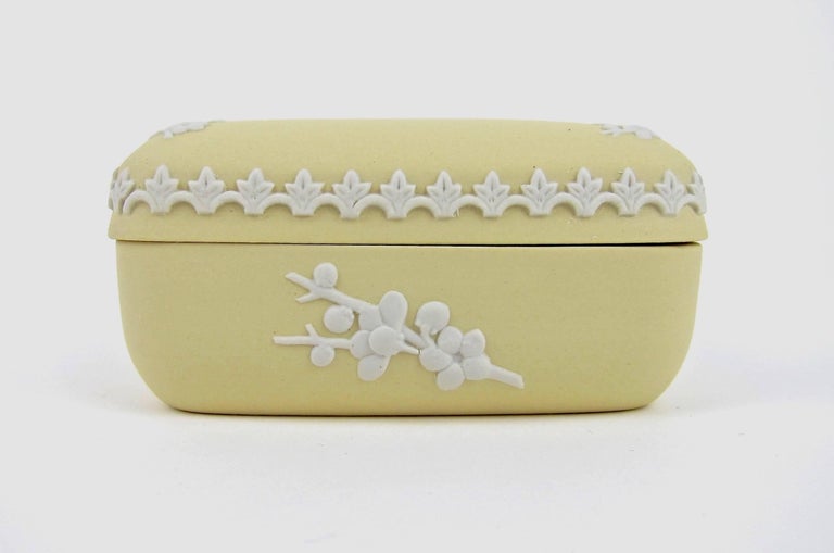 Vintage Primrose Yellow Jasper Box Pair from Wedgwood of England For