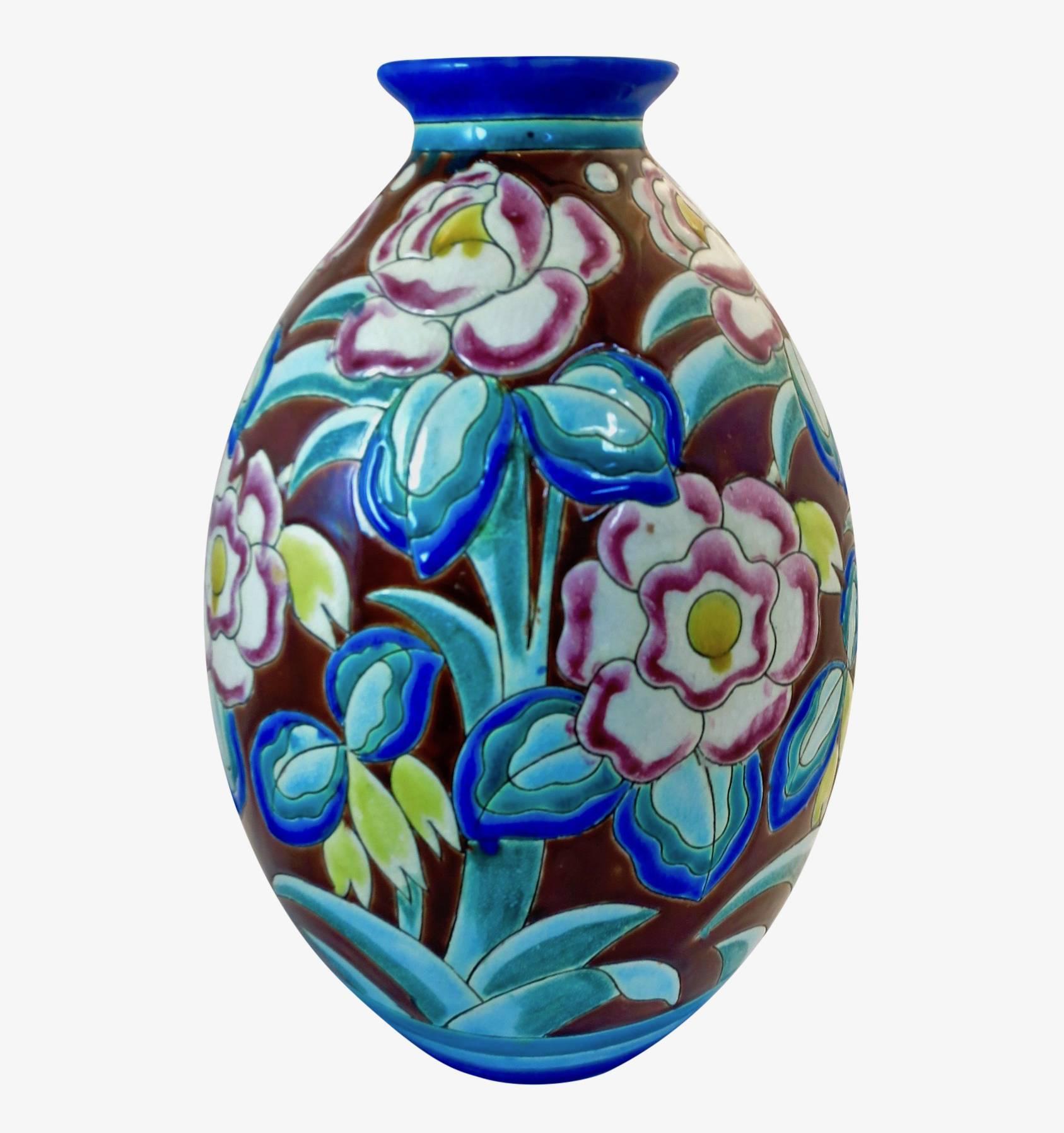 20th Century Large Art Deco Boch Freres Keramis Vase