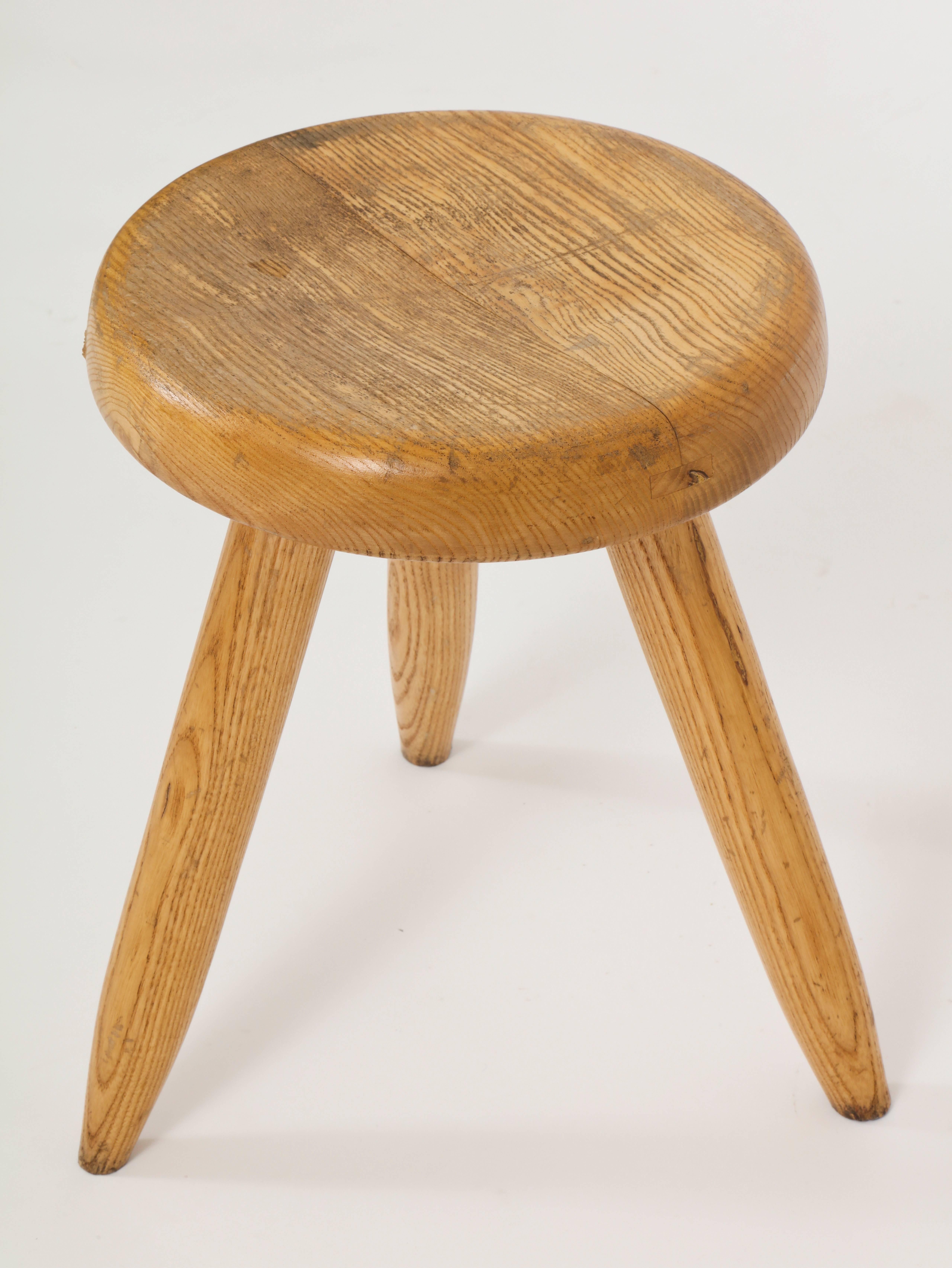 1950s Charlotte Perriand Wooden Stool In Good Condition In New York, NY