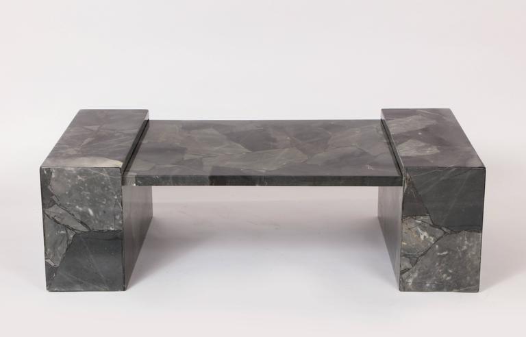 Muller Faux Marble Stone Coffee Table Hand Painted Lacquer Grey Muller Faux Marble Stone Coffee Table Hand Painted Grey Black Mexico 1970