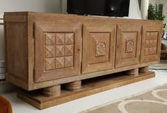 Monumentales Art-déco-Buffet aus gekälktem Eichenholz, Sideboard, Frankreich, 1930er Jahre